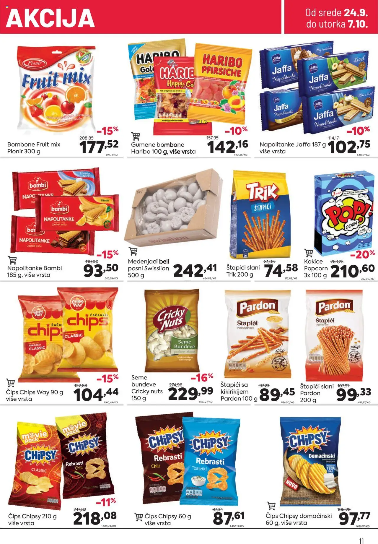 PerSu katalog - važi od 24.09.2025 | Strana: 11 | Proizvode: Bombone, Haribo, Popcorn, Limun