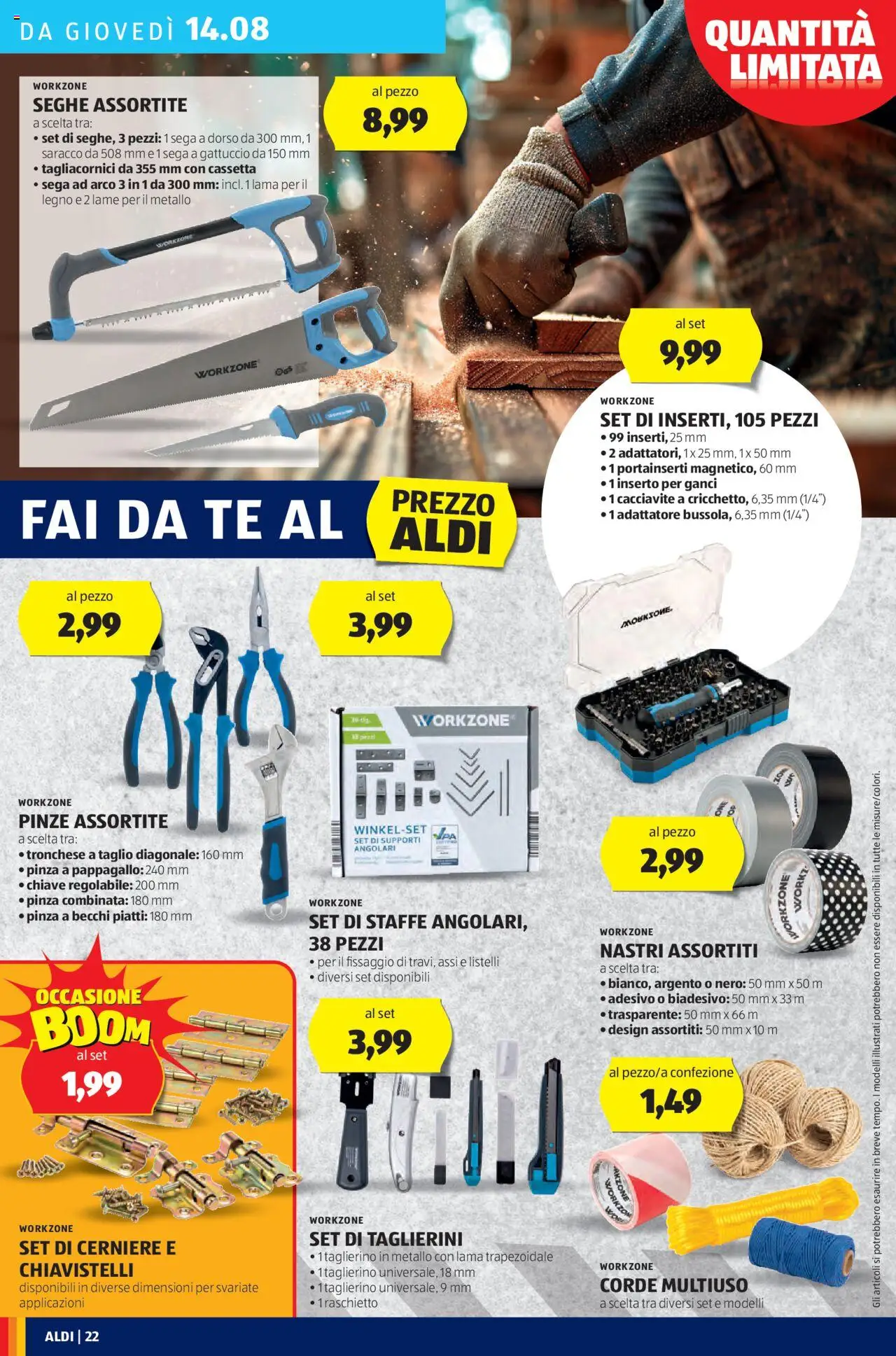Volantino Aldi del 11.08.2025 | Pagina: 22 | Prodotti: Tè, Cacciavite, Taglierino, Sega