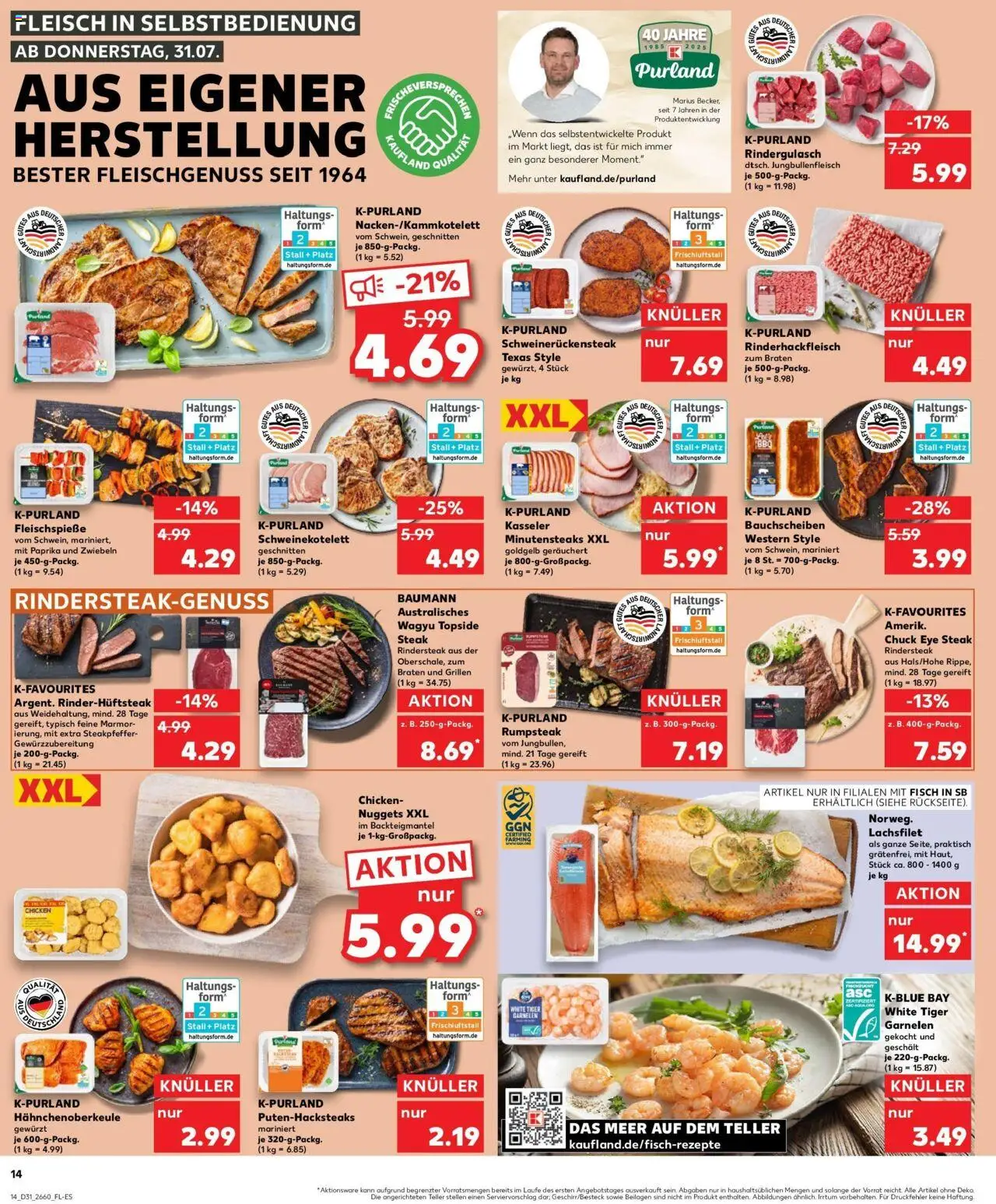 Kaufland prospekt Aschaffenburg	 - gültig ab dem 03.08.2025 | Seite: 25 | Produkte: Rindergulasch, Fisch, Steak, Fleisch