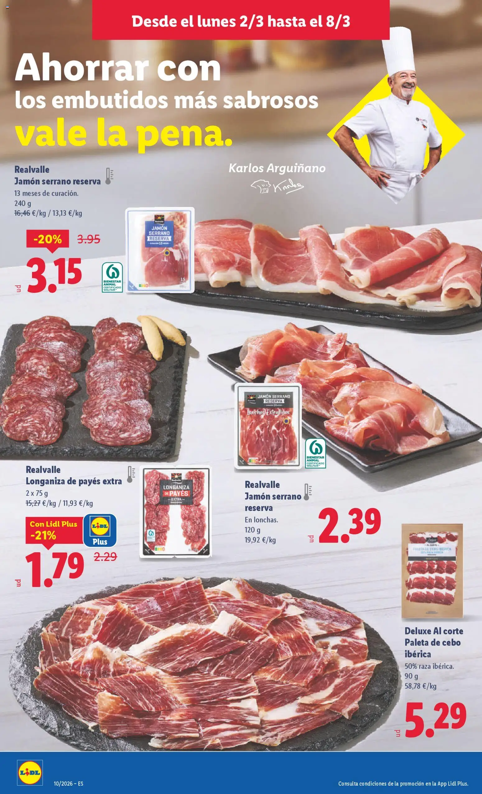 Lidl folleto │ válido desde el 02.03.2026 | Página: 6 | Productos: Jamón serrano, Jamón, Νυχτικό, Longaniza