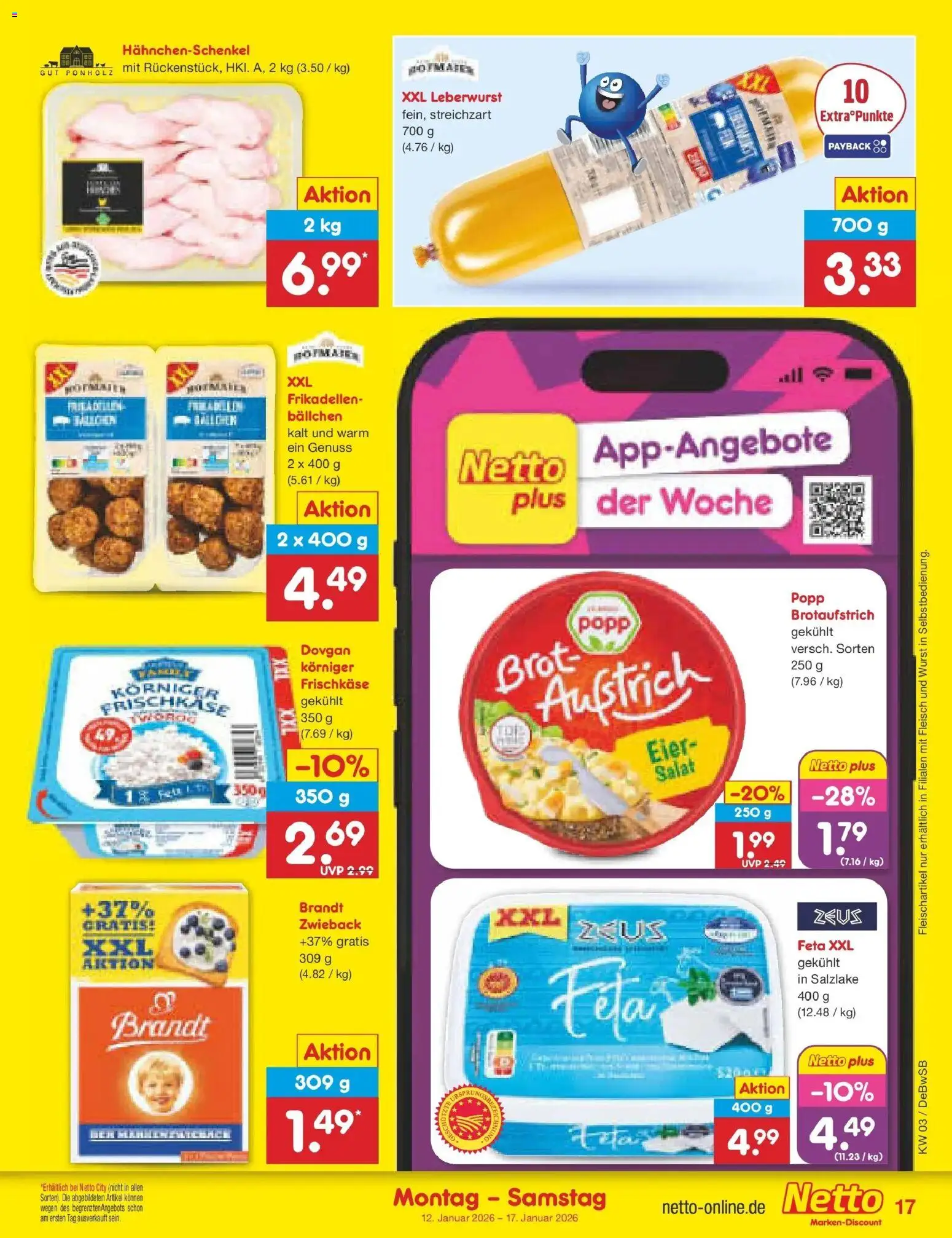 Netto Marken-Discount prospekt Waiblingen-Bittenfeld	 – gültig ab 12.01.2026 | Seite: 17 | Produkte: Hahnchenschenkel, Eier, Salat, Frischkase