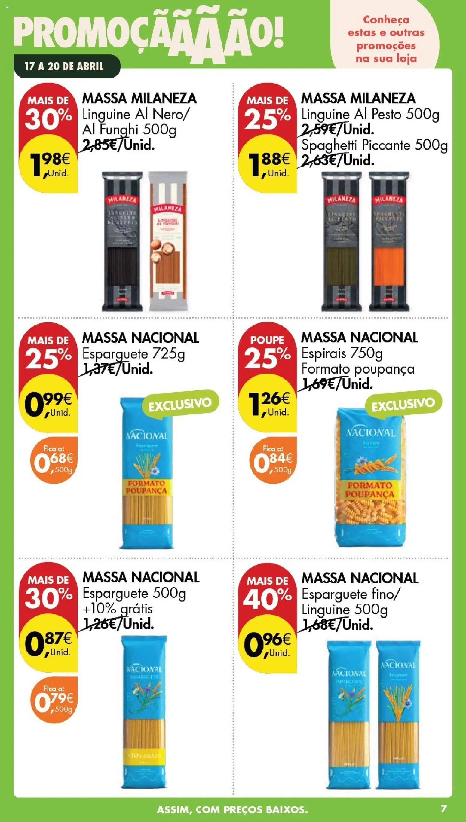Pingo Doce Poupe este Fim de Semana │ válido de 17.04.2026 | Página: 7 | Produtos: Esparguete, Milaneza, Massa, Massa milaneza