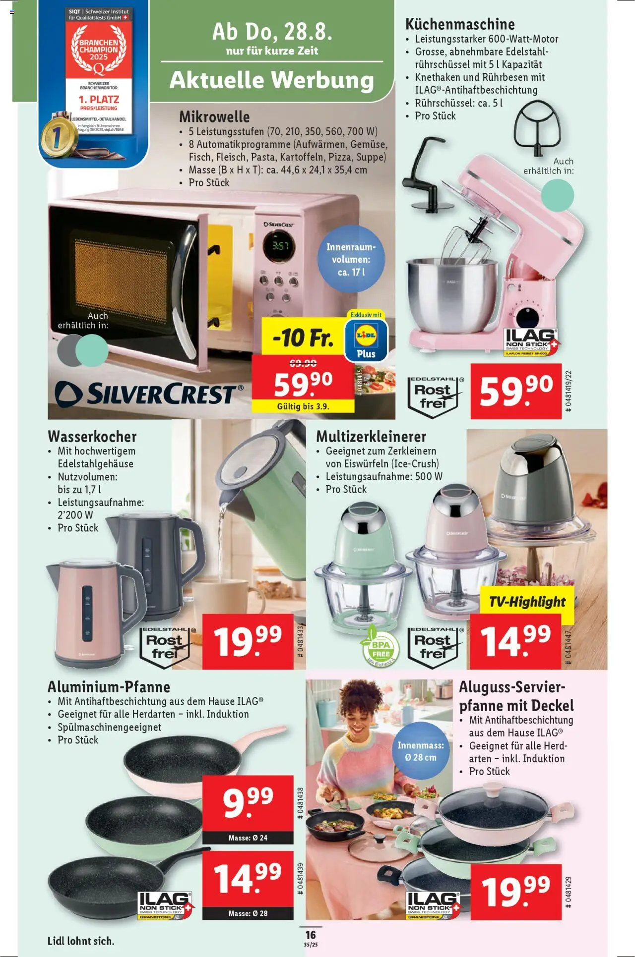 Lidl Aktionen ab 28.08.2025 | Seite: 18 | Produkte: Wasserkocher, Rührbesen, Mikrowelle, Herd