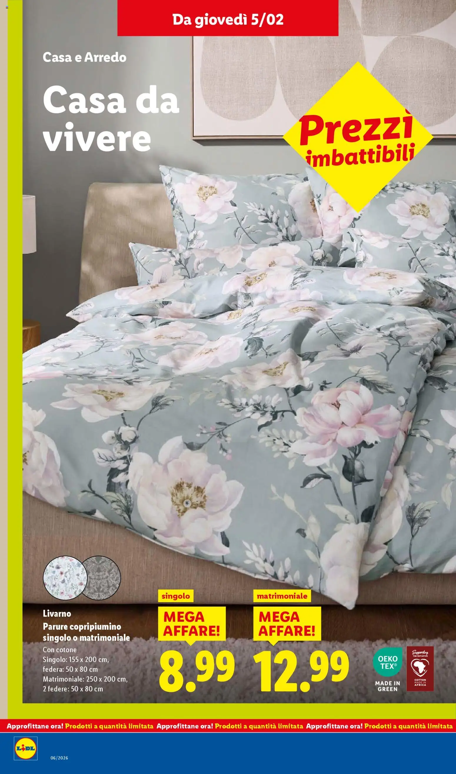 Volantino Lidl del 02.02.2026 | Pagina: 40 | Prodotti: Copripiumino, The, Federa