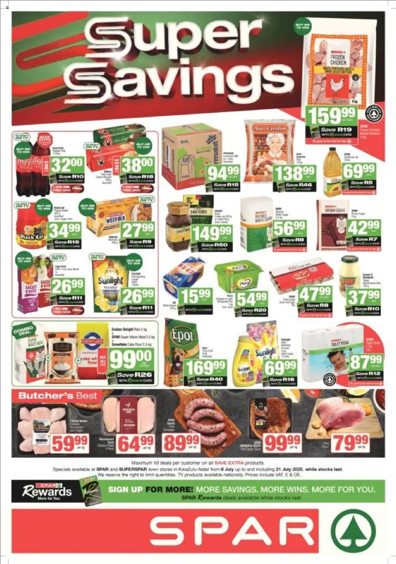 Superspar - Kwazulu-Natal - Weekly Specials │ valid from 08.07.2025 | Page: 1 | Products: Data, Flour, TV, Chicken