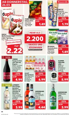 Kaufland Prospekt 	 ab 26.03.2026 gültig | Seite: 44 | Produkte: Rotwein, Weißwein trocken, Smarties, Wodka