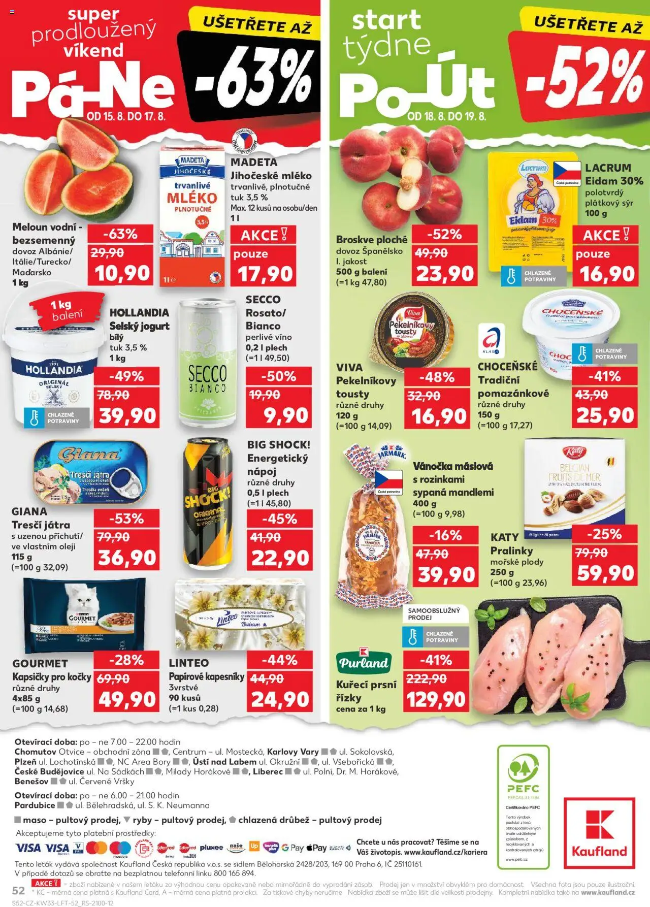 Kaufland leták - Plzeň Bory od 13.08.2025 | Strana: 52 | Produkty: Sýr, Ryby, Hollandia, Energy drink
