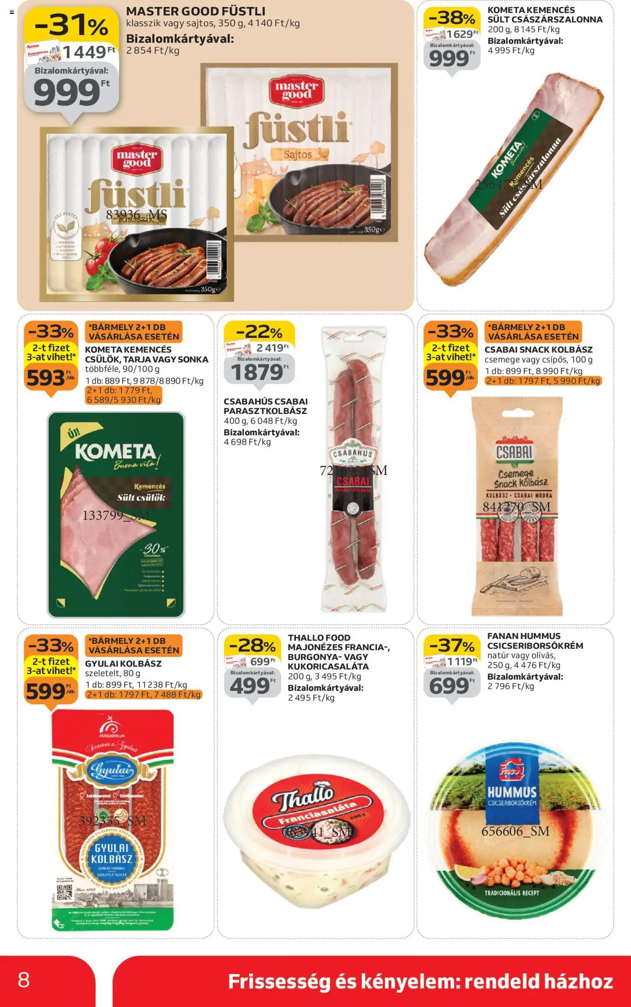 Auchan akciós ujság - amely érvényes a következő dátumtól: 09.10.2025 | Oldal: 8 | Termékek: Burgonya, Sonka, Császárszalonna, Só