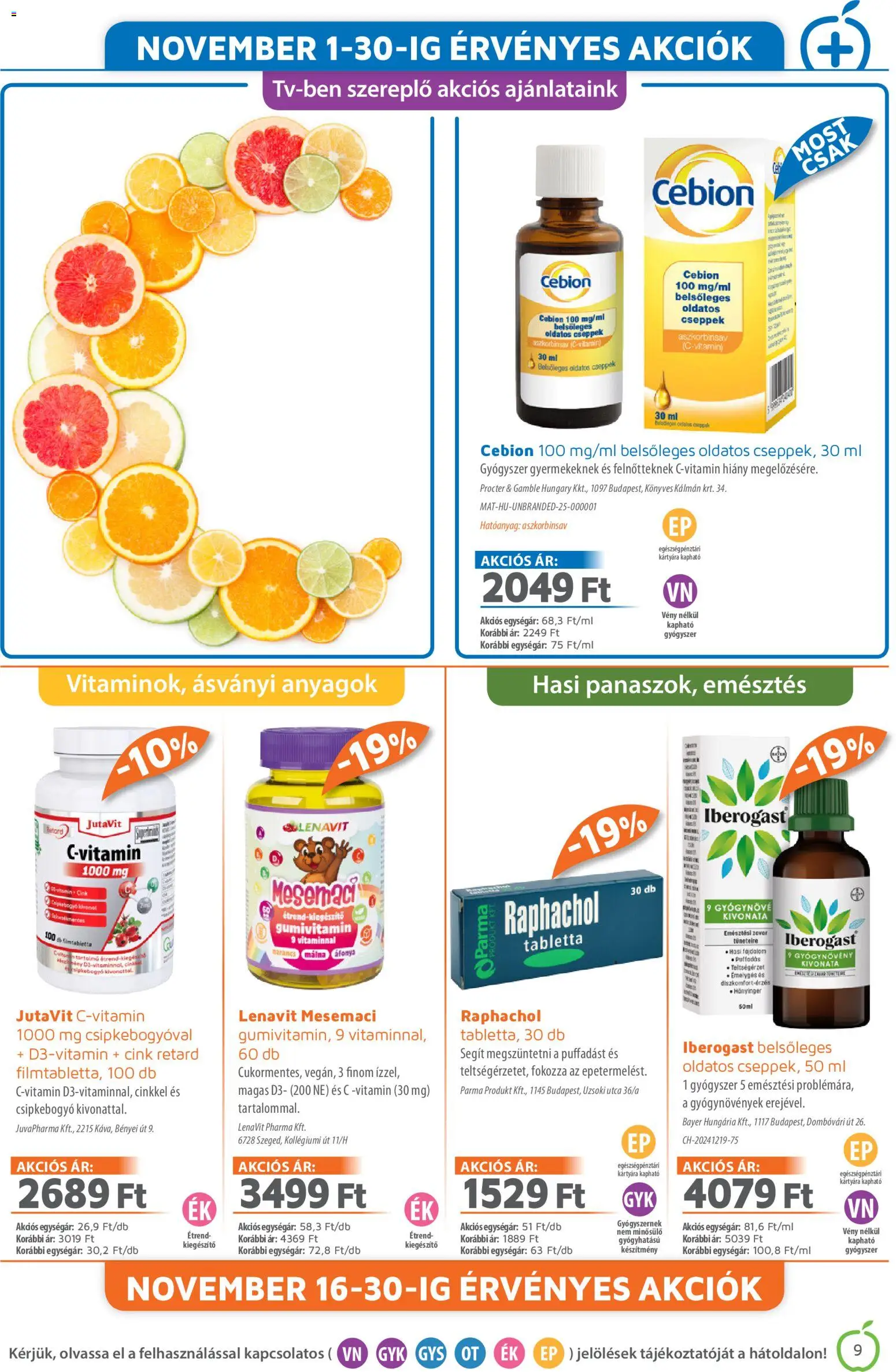 Alma Gyógyszertárak akciós ujság - amely érvényes a következő dátumtól: 01.12.2025 | Oldal: 9