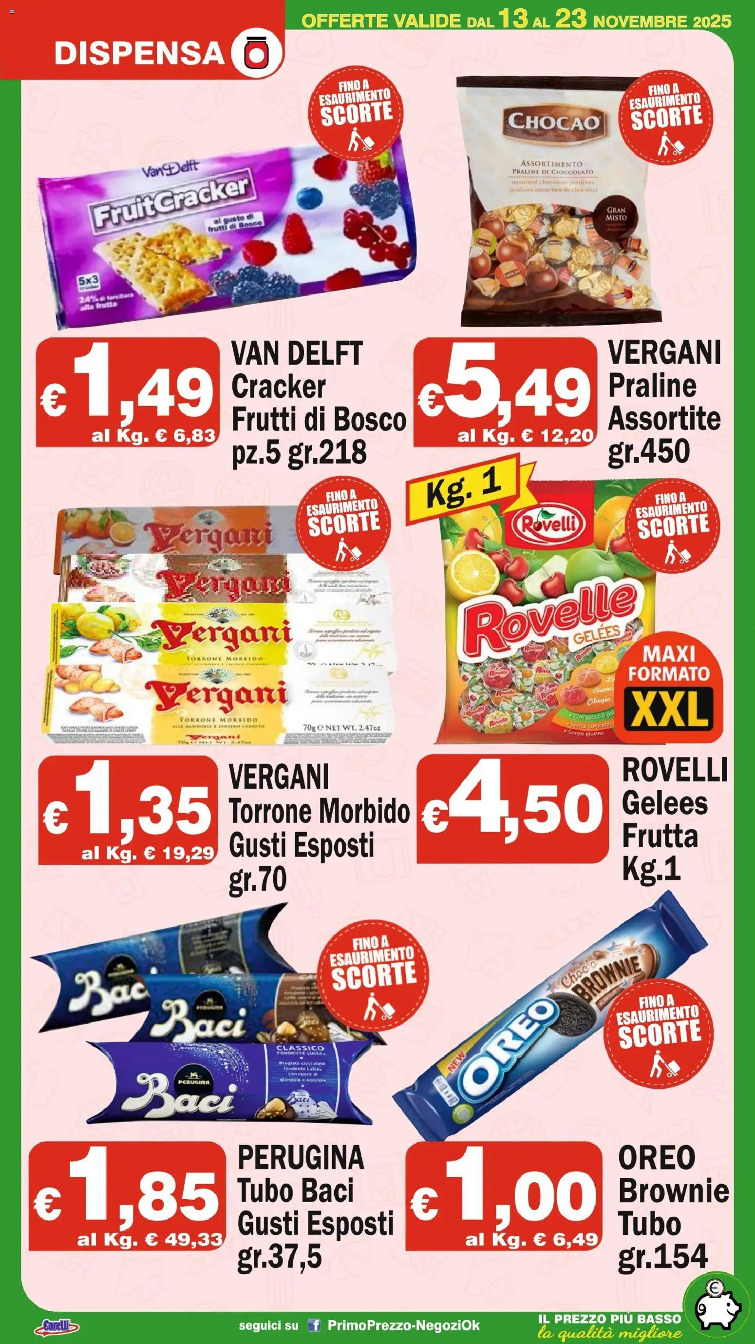 Volantino Primo Prezzo del 13.11.2025 | Pagina: 20 | Prodotti: Cioccolato, Tubo, Mandorle, Nocciole