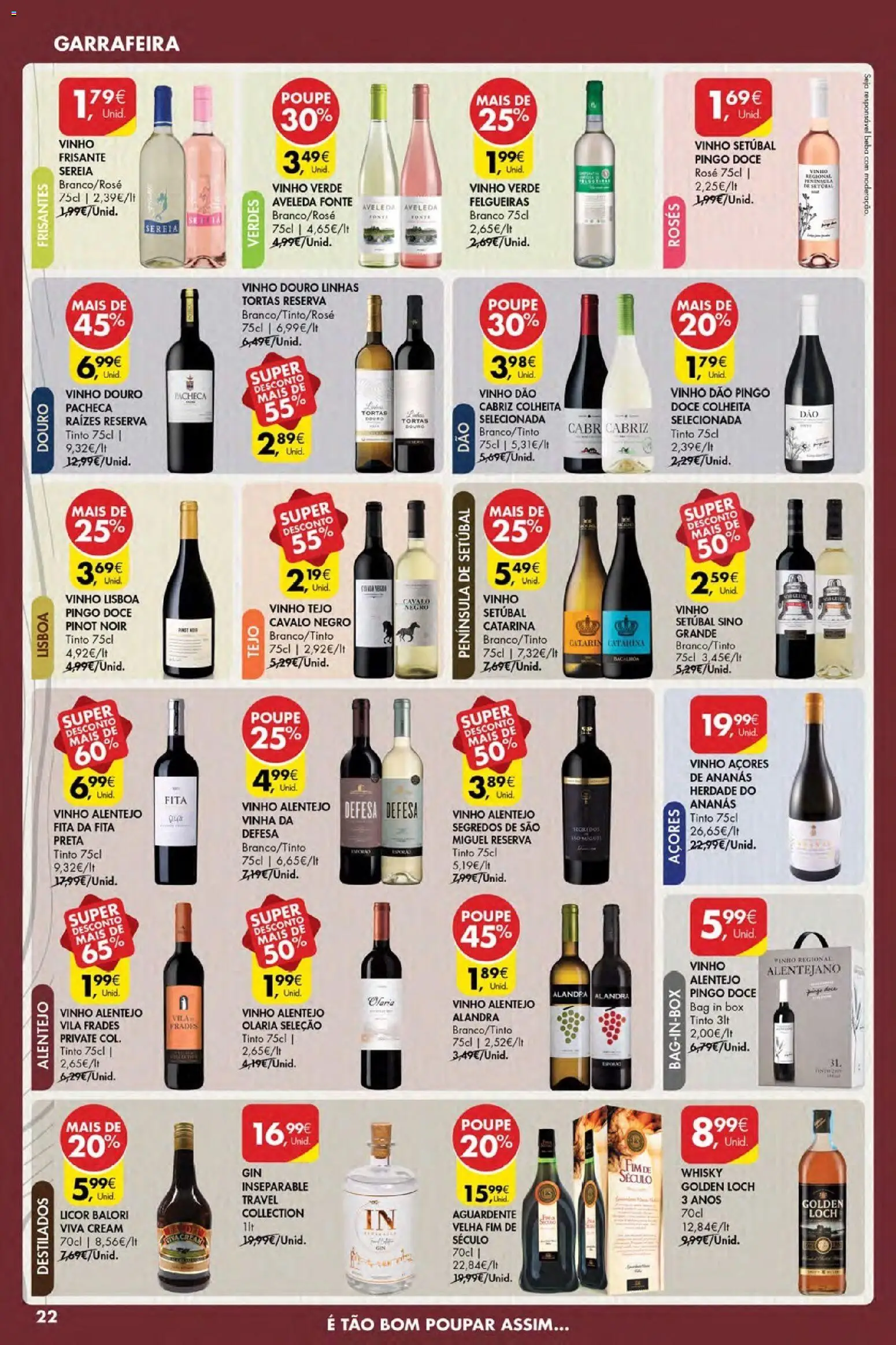 Pingo Doce Poupe Esta Semana Açores │ válido de 07.01.2026 | Página: 22 | Produtos: Whisky, Licor, Vinho, Gin