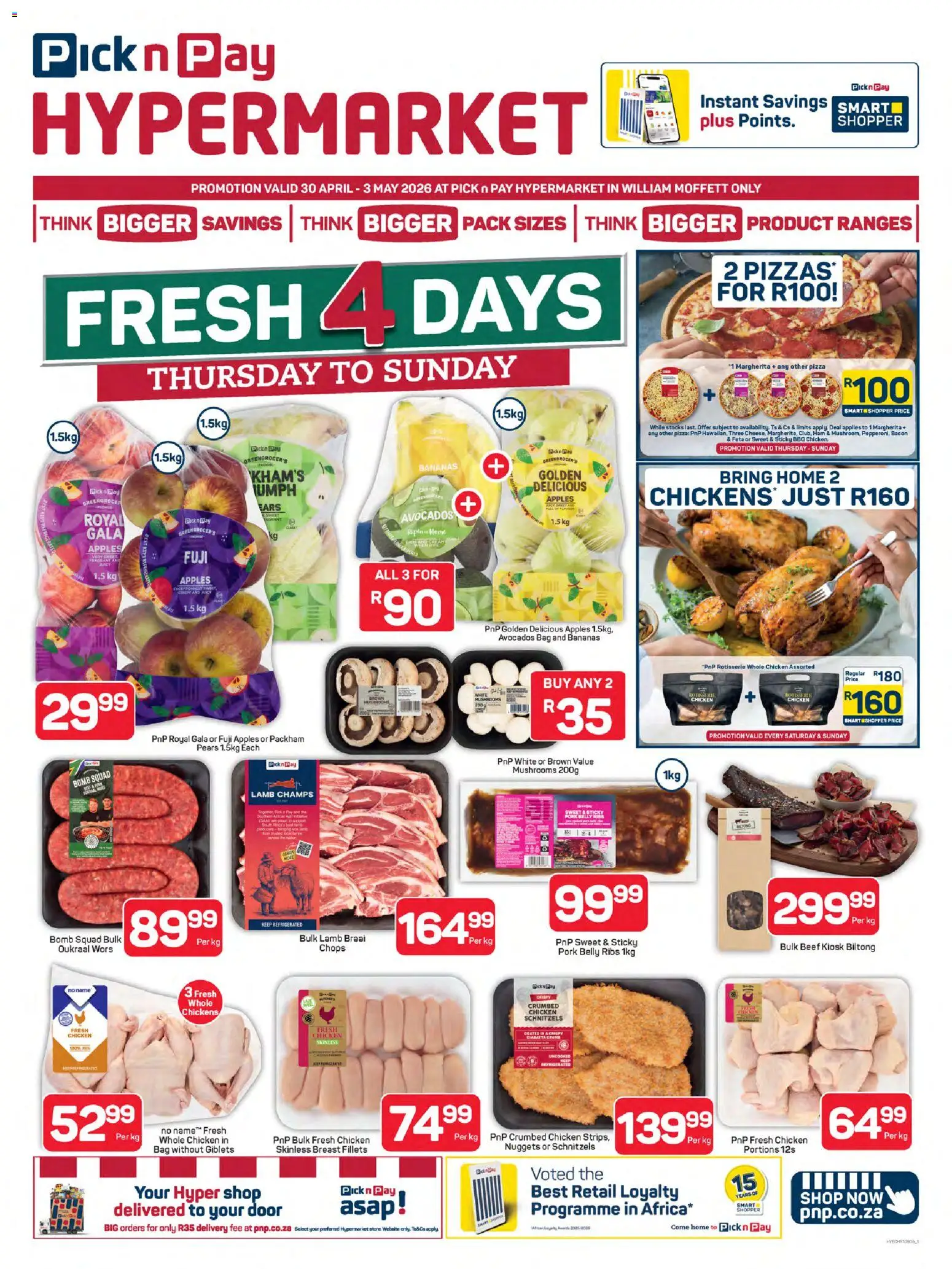 New Pick n Pay catalogue – valid from 30.04.2026 | Page: 1 | Products: Pears, Mushrooms, Ribs, Pork