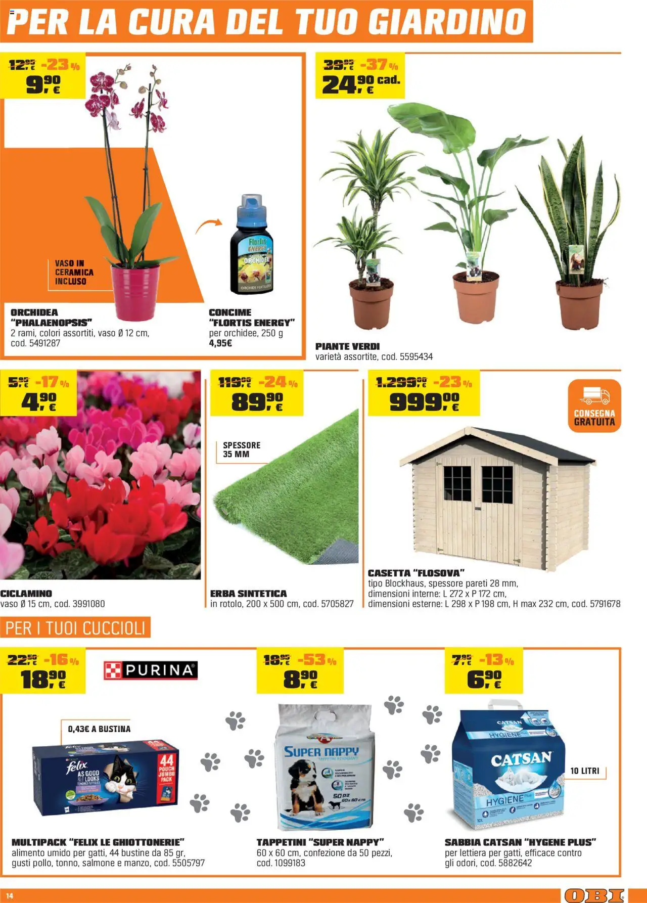 Volantino OBI del 02.10.2025 | Pagina: 14 | Prodotti: Concime, Salmone, Orchidea, Vaso