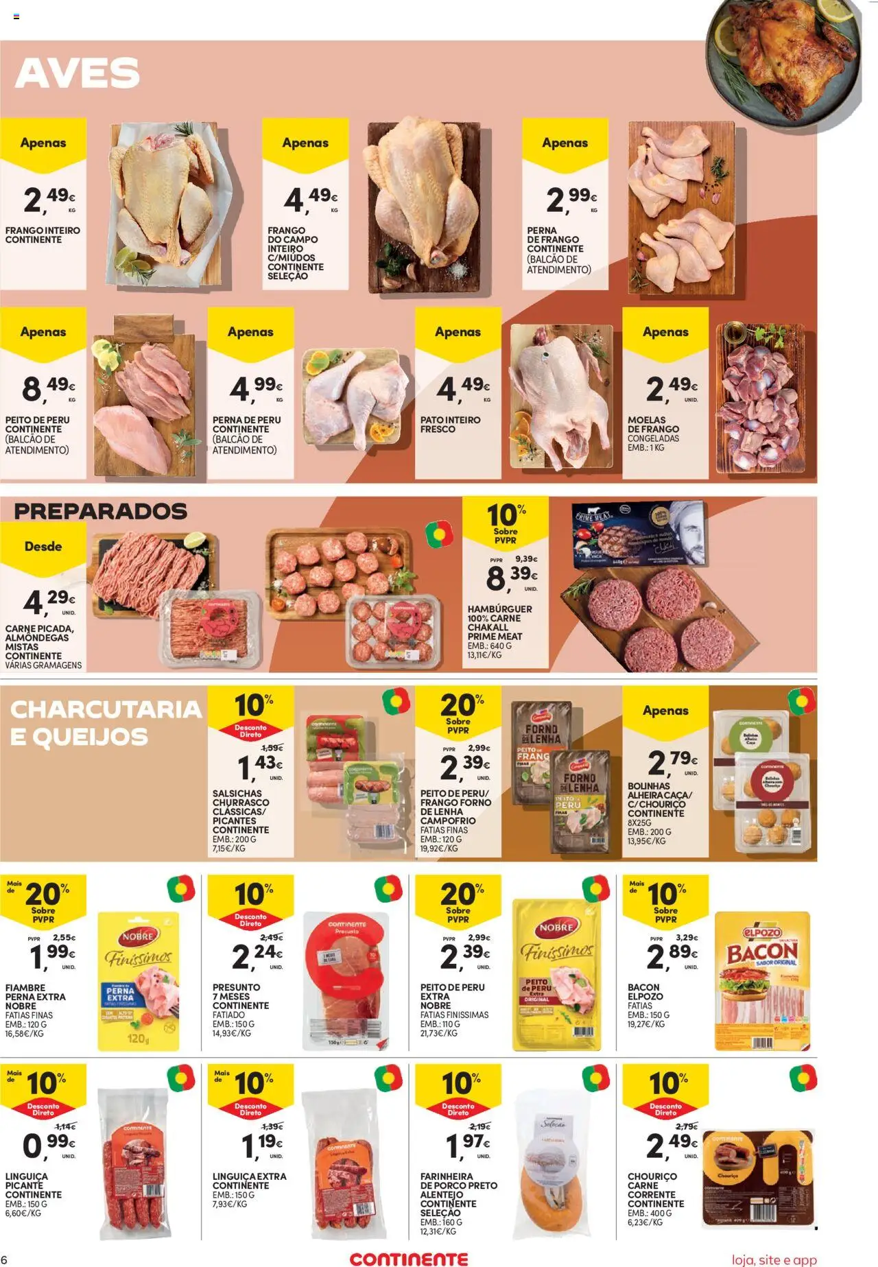 Continente Semanal Continente Bom Dia │ válido de 14.10.2025 | Página: 6 | Produtos: Bacon, Presunto, Carne, Moelas