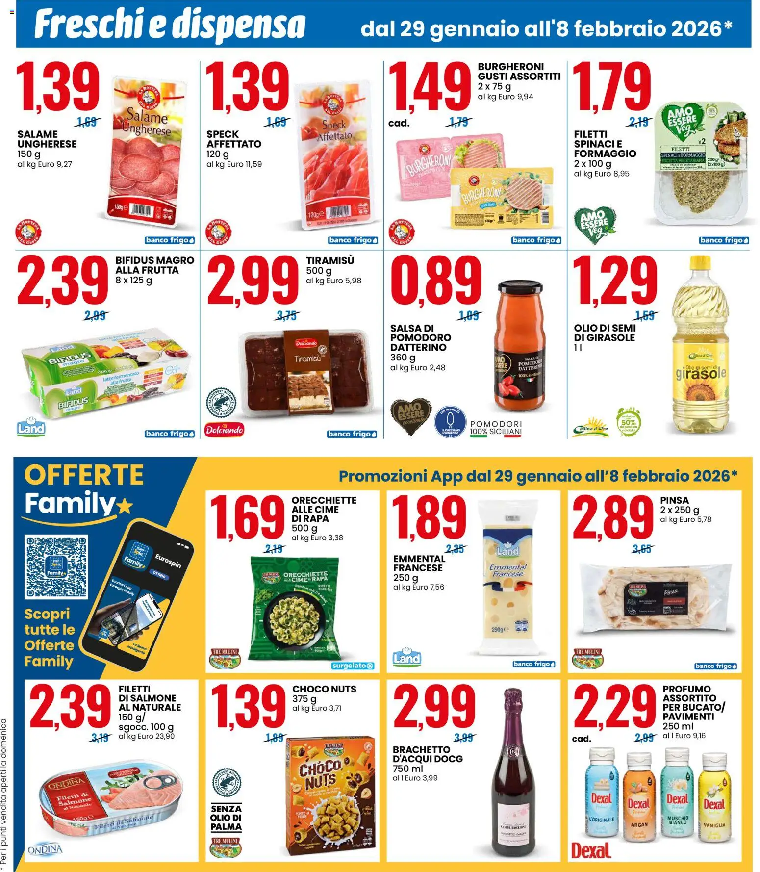 Volantino Eurospin del 29.01.2026 | Pagina: 5 | Prodotti: Salame, Frutta, Formaggio, Orecchiette