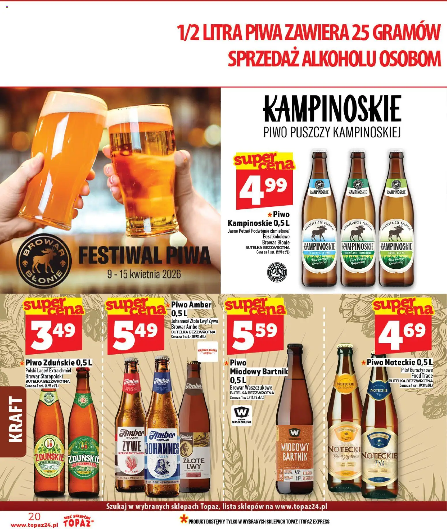 Topaz gazetka - Ceny małe na stałe od 09.04.2026 | Strona: 20 | Produkty: Piwo, Alkohol