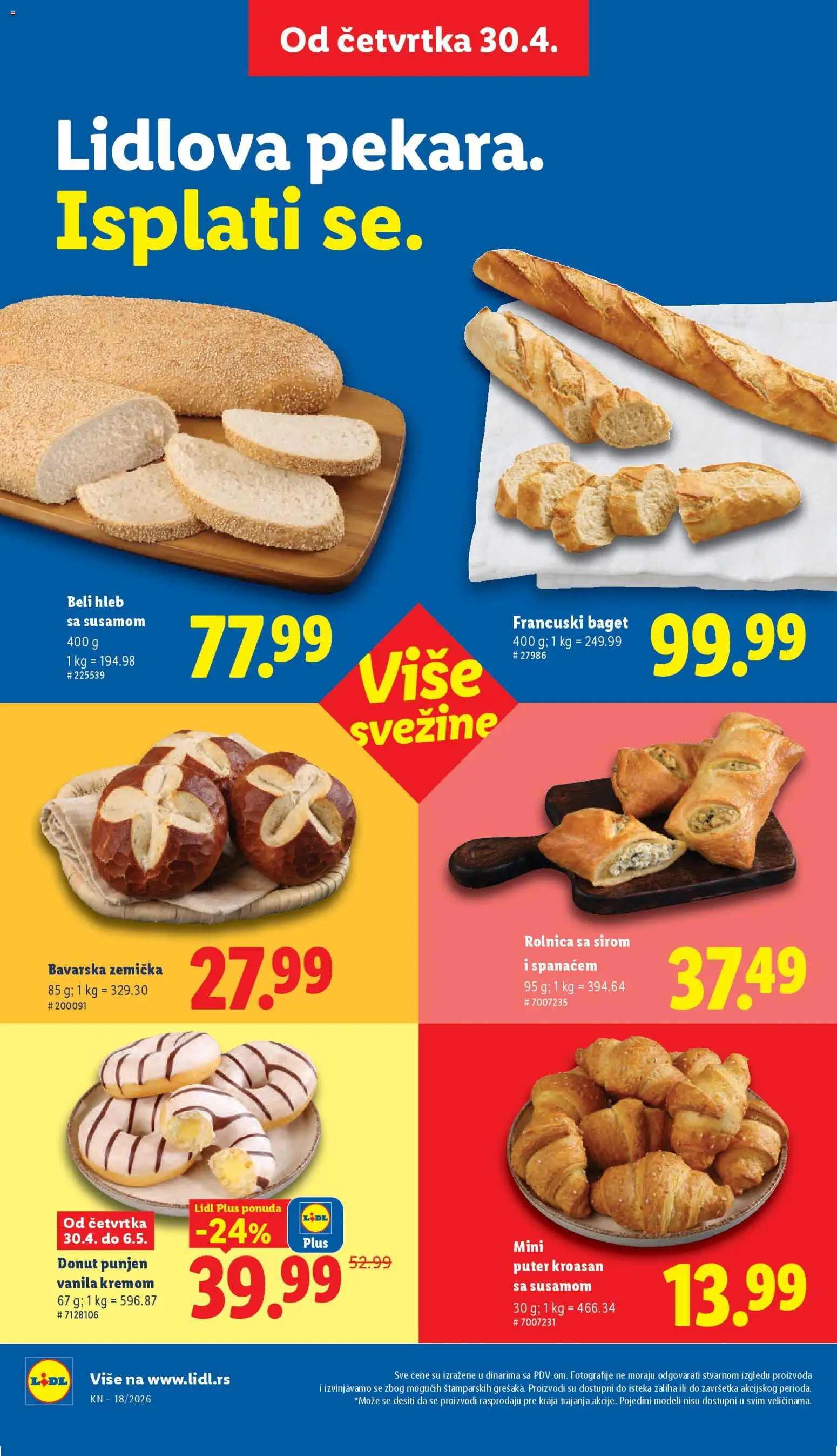 Lidl katalog - važi od 30.04.2026 | Strana: 22 | Proizvode: Baget, Kroasan, Puter, Hleb