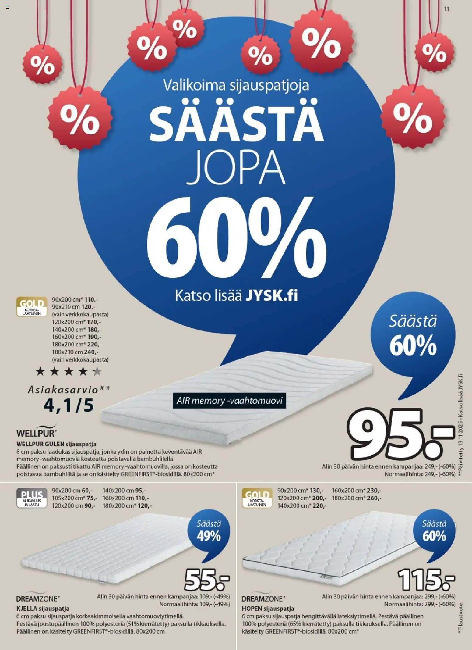 JYSK tarjoukset – voimassa 25.12.2025 alkaen | Sivu: 11