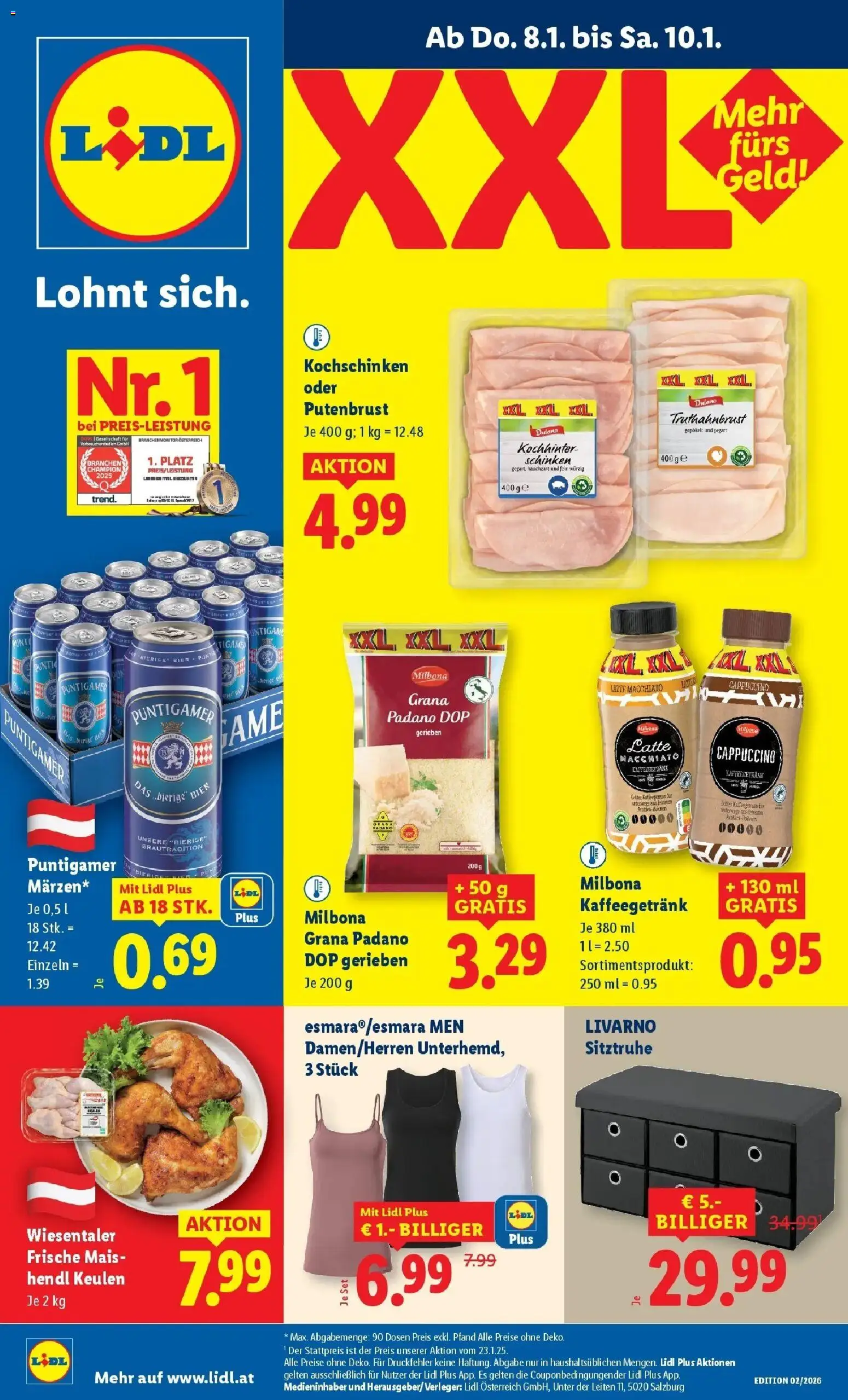Lidl Flugblatt - Jenbach, Eferding, Dornbirn gültig ab 08.01.2026 | Seite: 1 | Produkte: Schinken, Bier