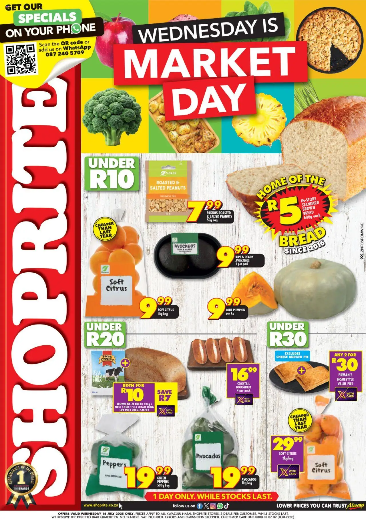 Shoprite KwaZulu-Natal - Market Day Deals │ valid from 16.07.2025 | Page: 1 | Products: Phone, Bag, Milk, Cheese