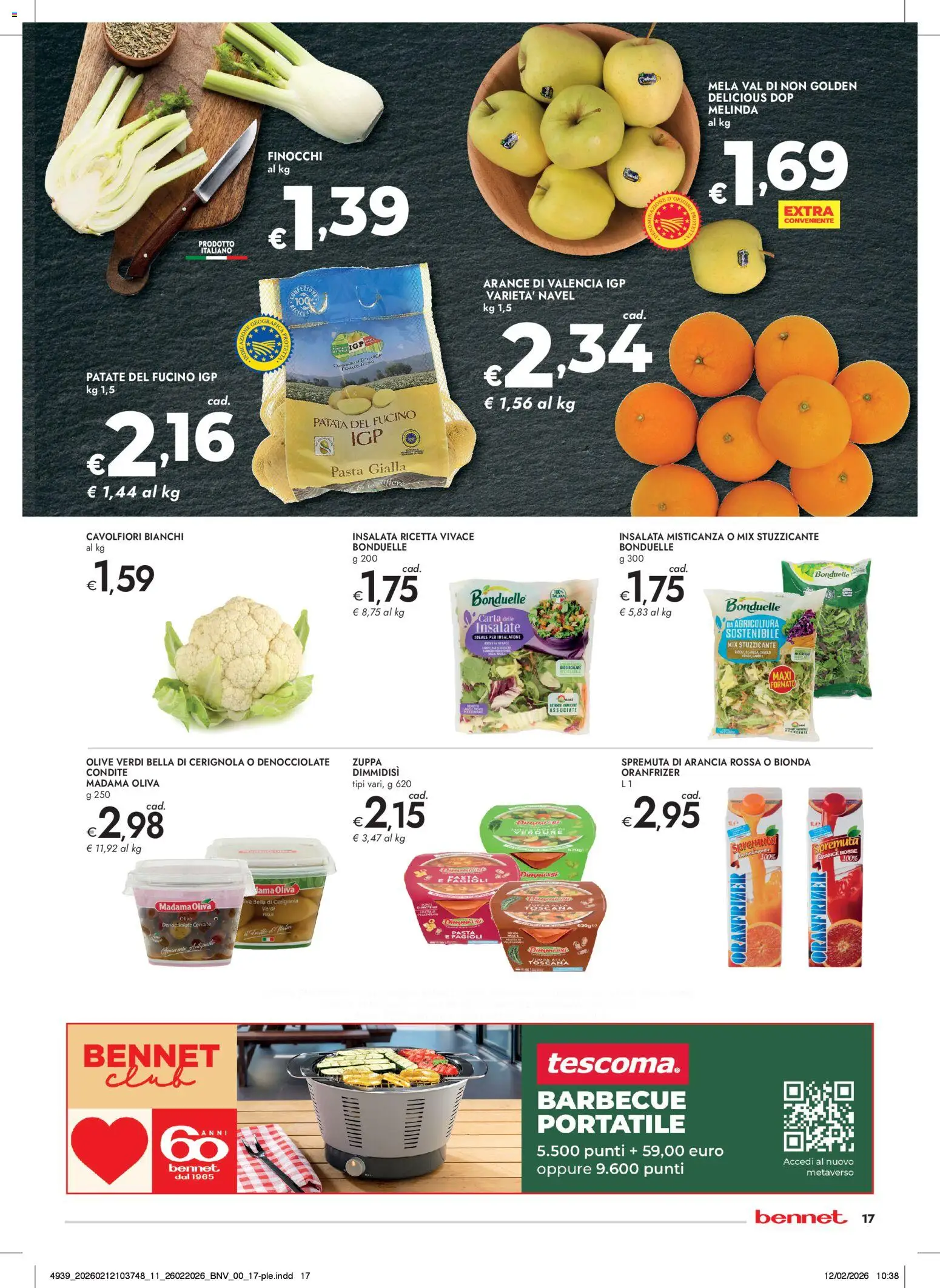 Volantino bennet del 26.02.2026 | Pagina: 17 | Prodotti: Arance, Fagioli, Patate, Finocchi