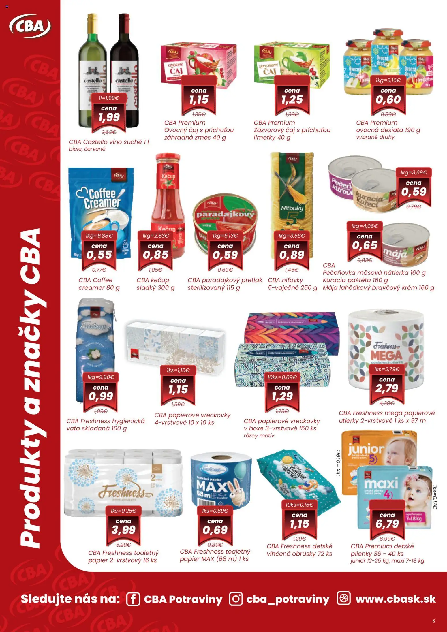 Nové Nitrazdroj akcie – leták je platný od 08.01.2026 | Strana: 8 | Produkty: Víno, Čaj, Krém, Plienky