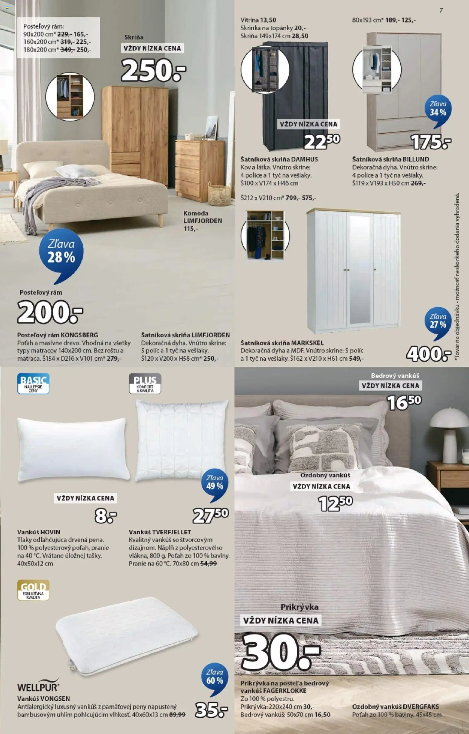 Nové JYSK akcie – leták je platný od 10.12.2025 | Strana: 7 | Produkty: Posteľ, Šatníková skriňa, Skriňa, Vankúš