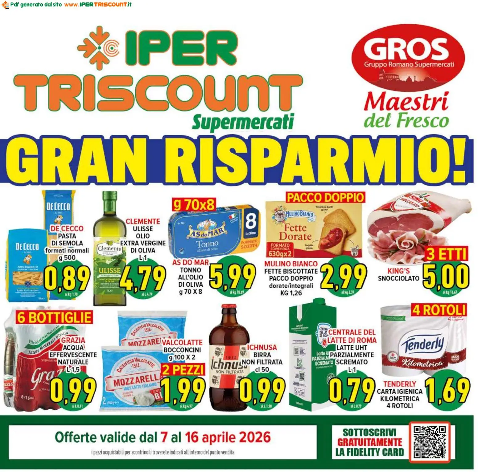 Volantino Ipertriscount del 07.04.2026 | Pagina: 1 | Prodotti: Birra, Acqua, Olio, Pasta