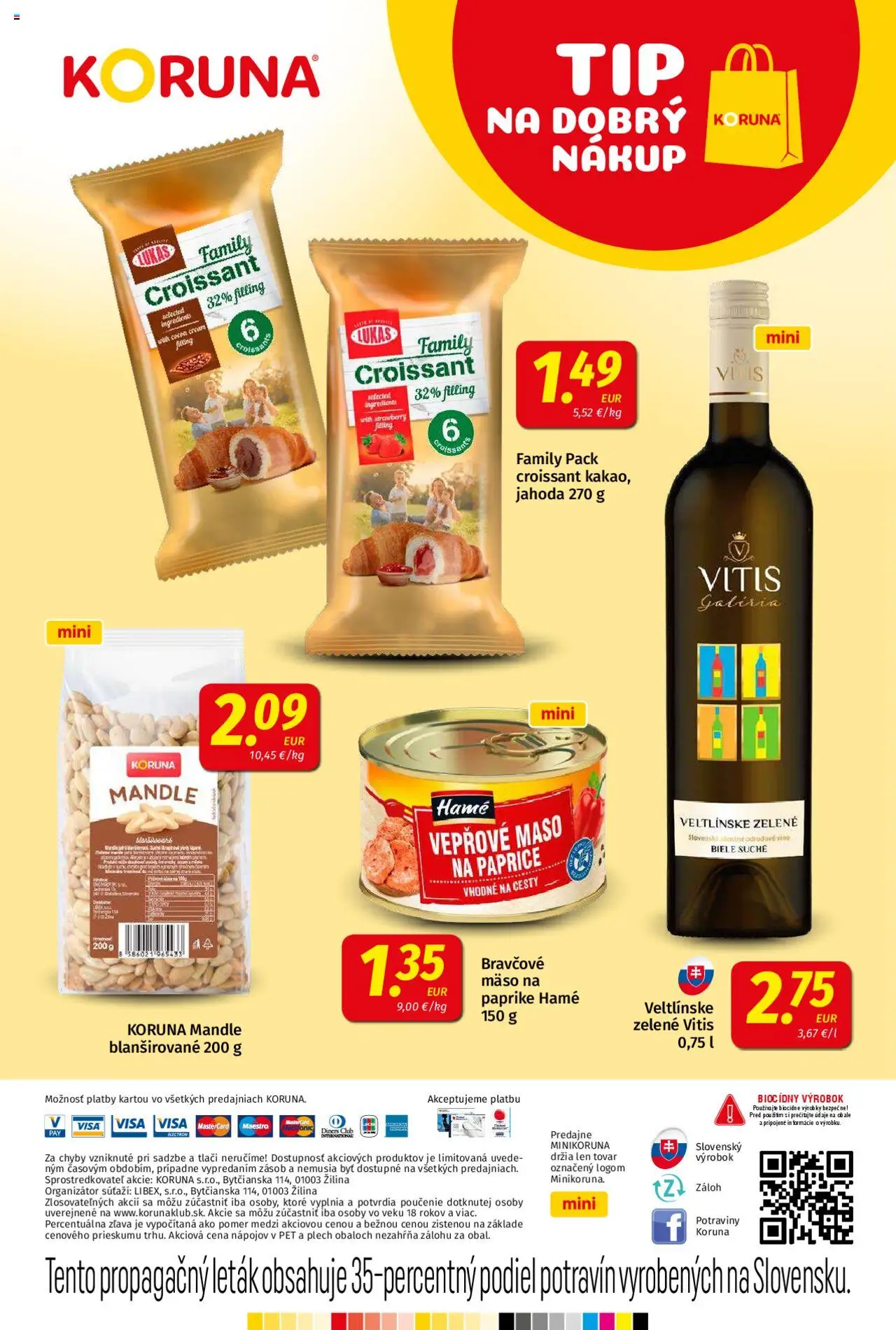 Nové Koruna akcie – leták je platný od 10.10.2025 | Strana: 24 | Produkty: Víno, Croissant, Bravčové mäso, Mandle