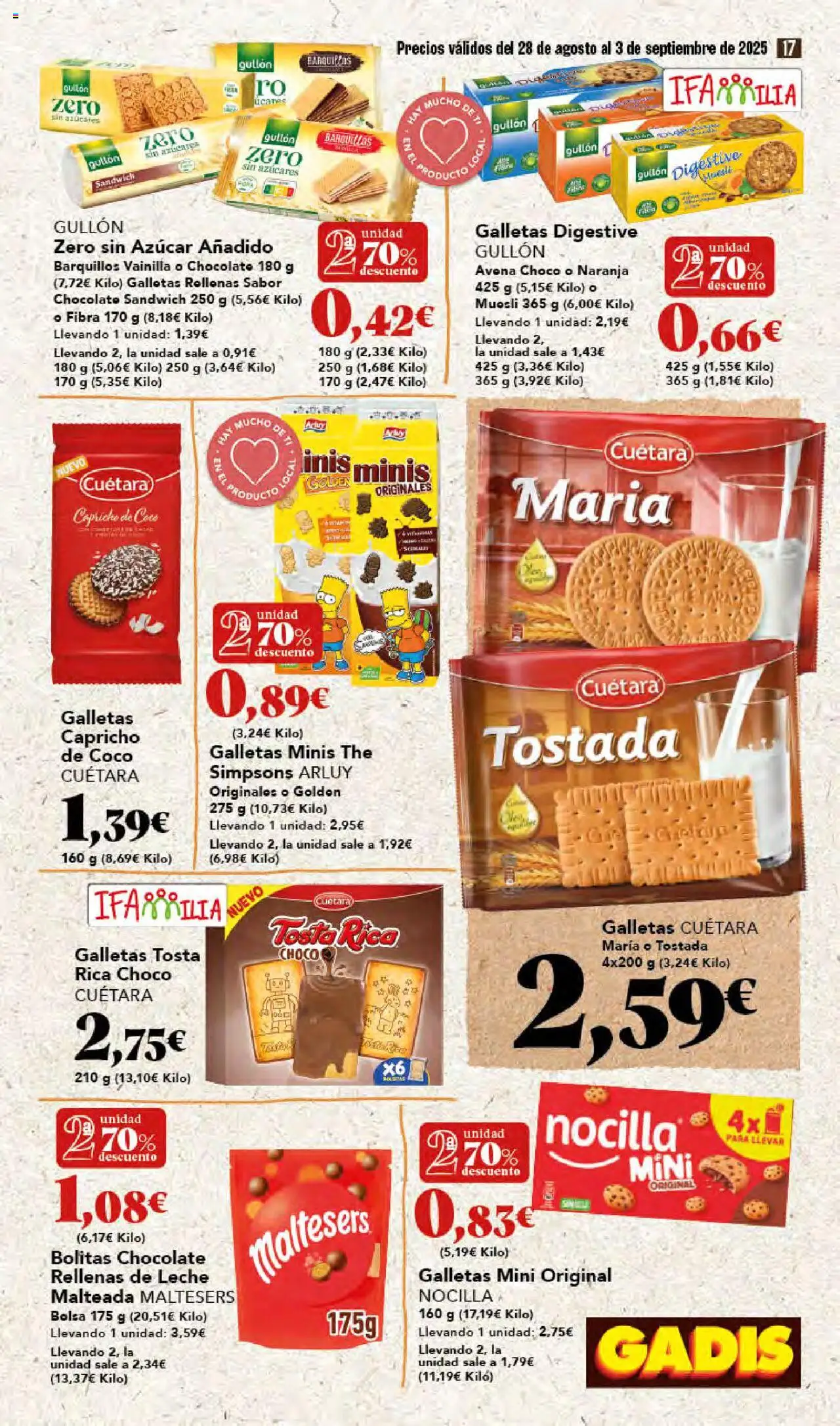 Gadis folleto │ válido desde el 28.08.2025 | Página: 17 | Productos: Leche, Galletas, Bolsa, Galletas rellenas