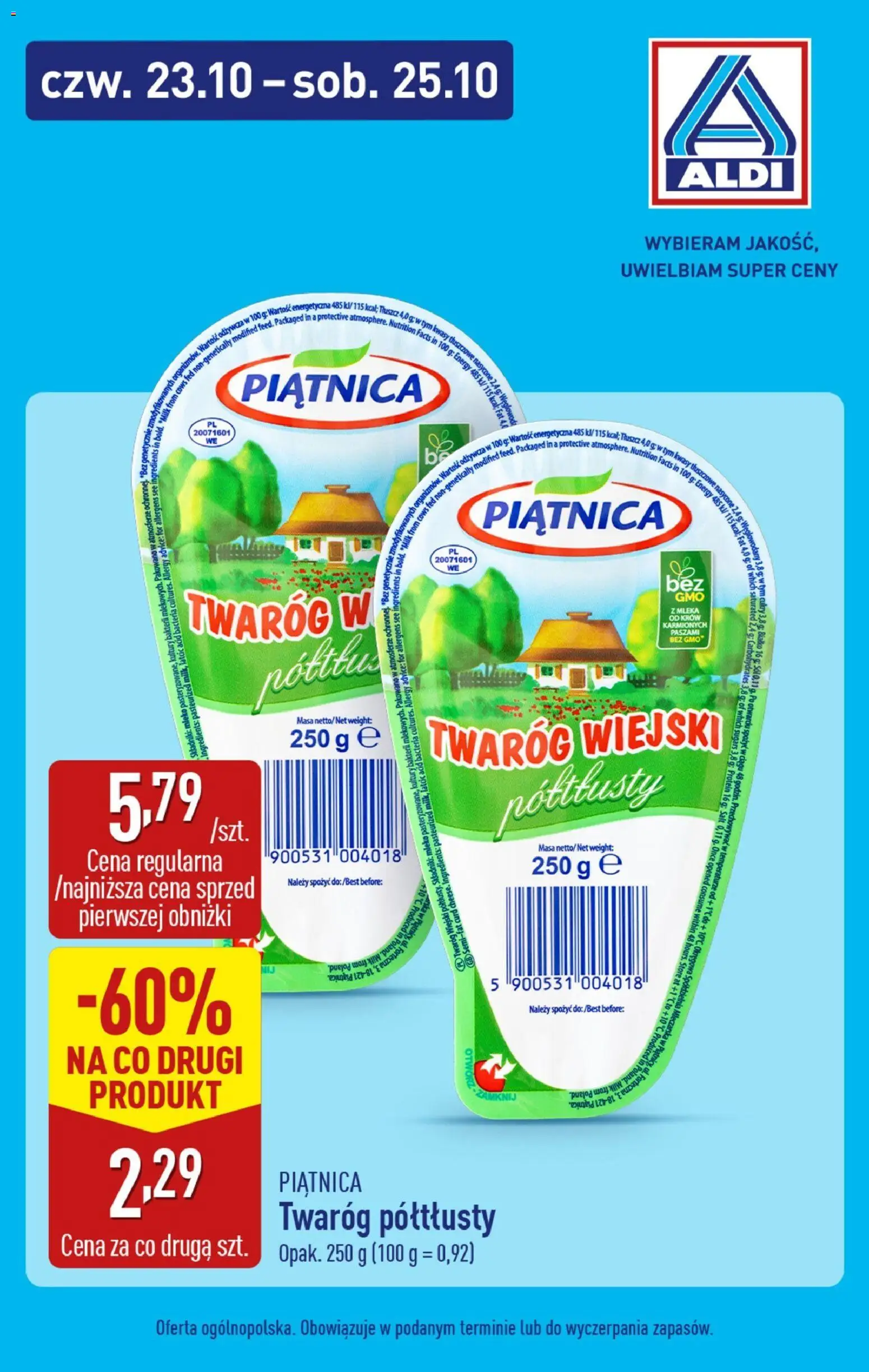 Aldi Gazetka - Super oferty na weekend od 23.10.2025 | Strona: 7 | Produkty: Twaróg półtłusty, Por, Mleko, Sól