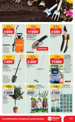 Auchan Akciós újság - amely érvényes a következő dátumtól: 19.02.2026 | Oldal: 49 | Termékek: Permetező, Szivattyú, Kézi permetező, Metszőolló
