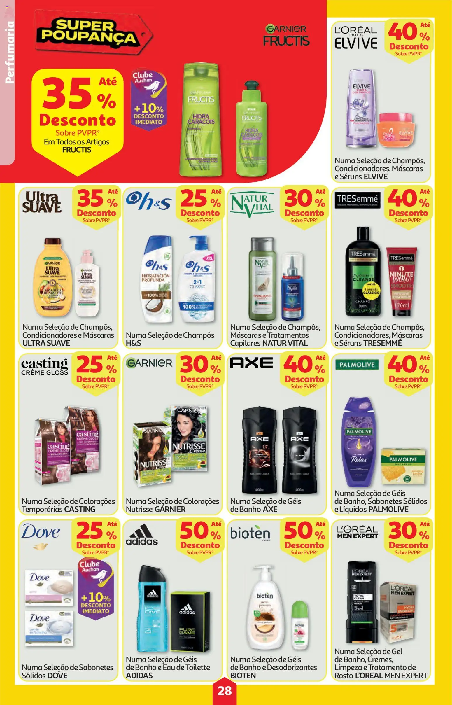 Auchan folheto │ válido de 12.02.2026 | Página: 28 | Produtos: Gloss, Eau de toilette, Banho, Creme