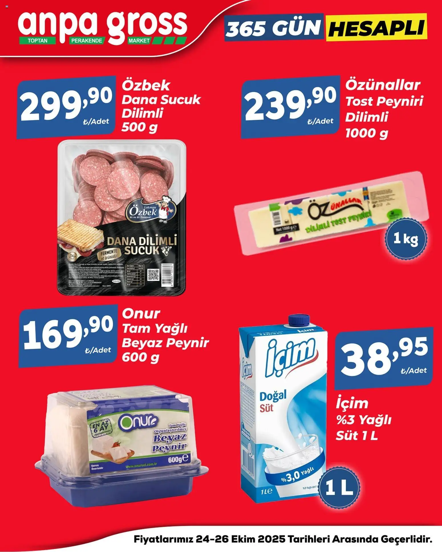 Anpa Gross Hafta Sonu Fırsatları - 24.10.2025 tarihinden itibaren geçerlidir | Sayfa: 6 | Ürünler: Süt, Peynir, Sucuk
