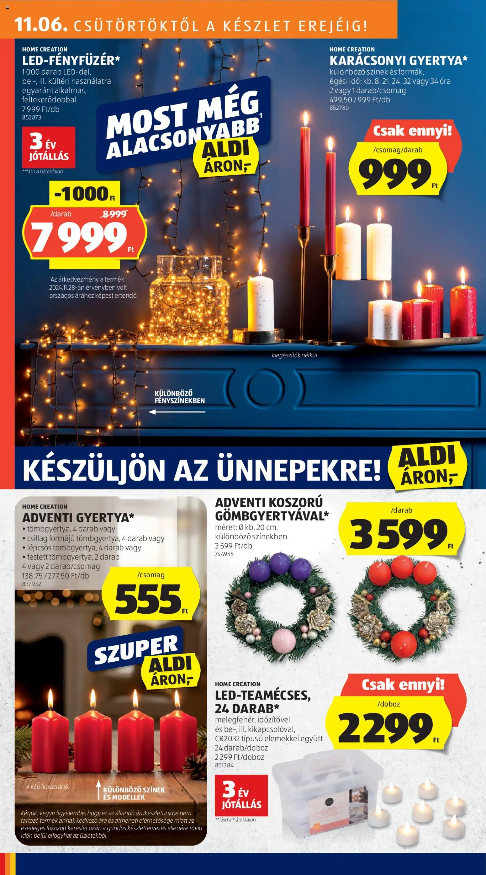 Aldi akciós ujság - amely érvényes a következő dátumtól: 06.11.2025 | Oldal: 2 | Termékek: Adventi koszorú, Óra, Koszorú