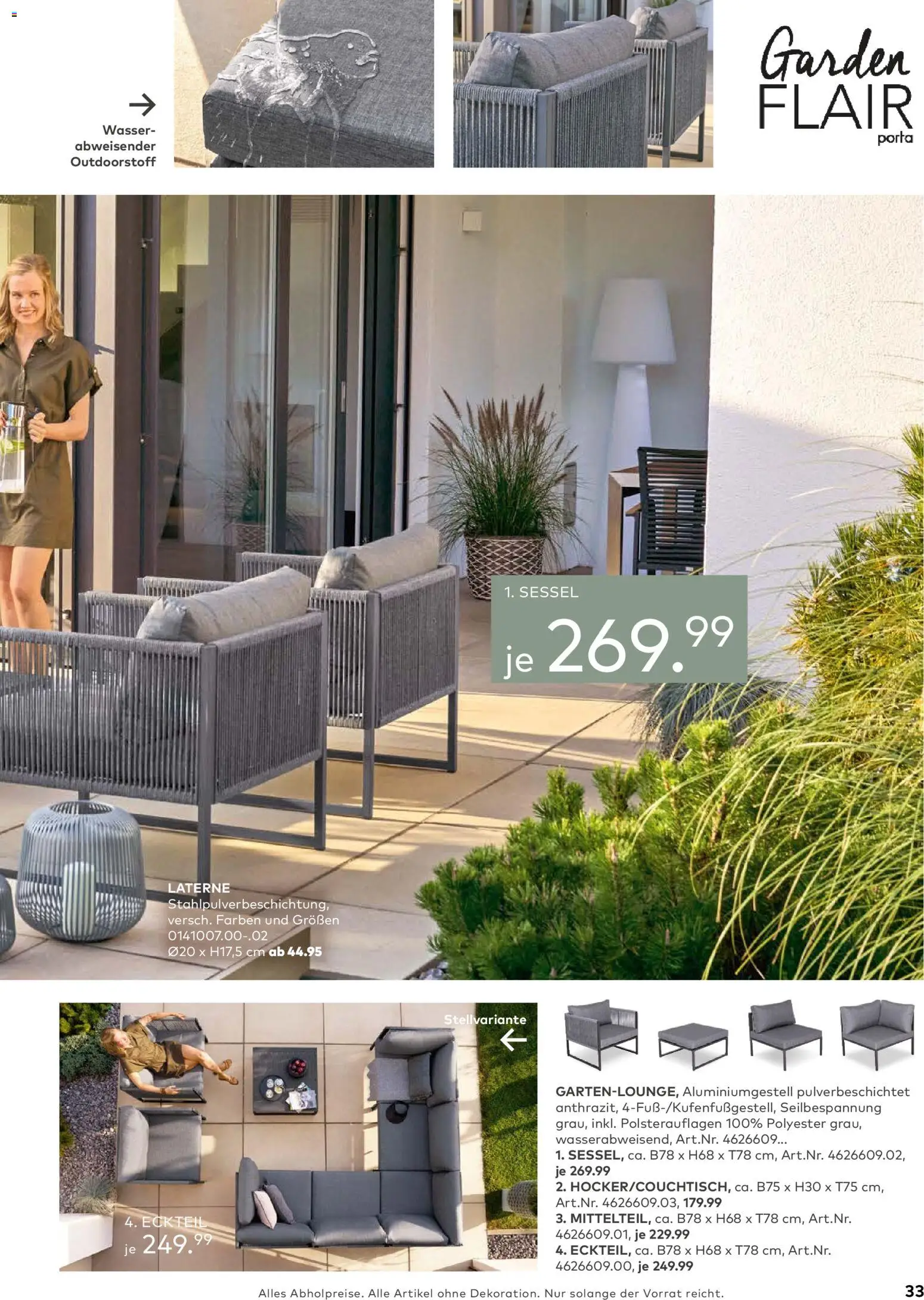 Porta! Gartenmöbel Katalog – gültig ab 01.03.2026 | Seite: 33 | Produkte: Sessel, Wasser