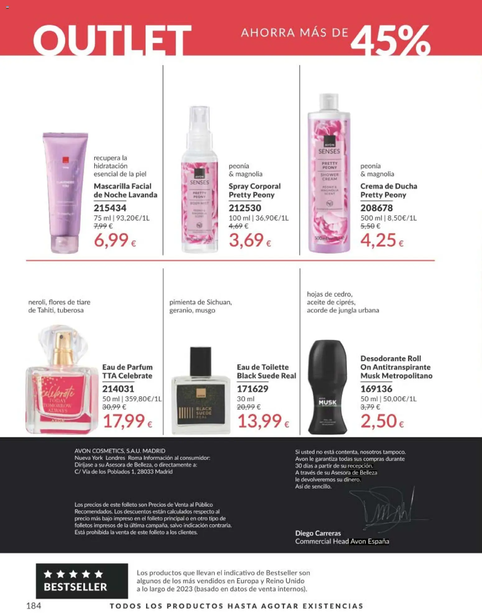 Catálogo AVON campaña 11 Black Friday │ válido desde el 01.11.2025 | Página: 184 | Productos: Perfume, Antitranspirante, Mascarilla facial de noche, Ducha