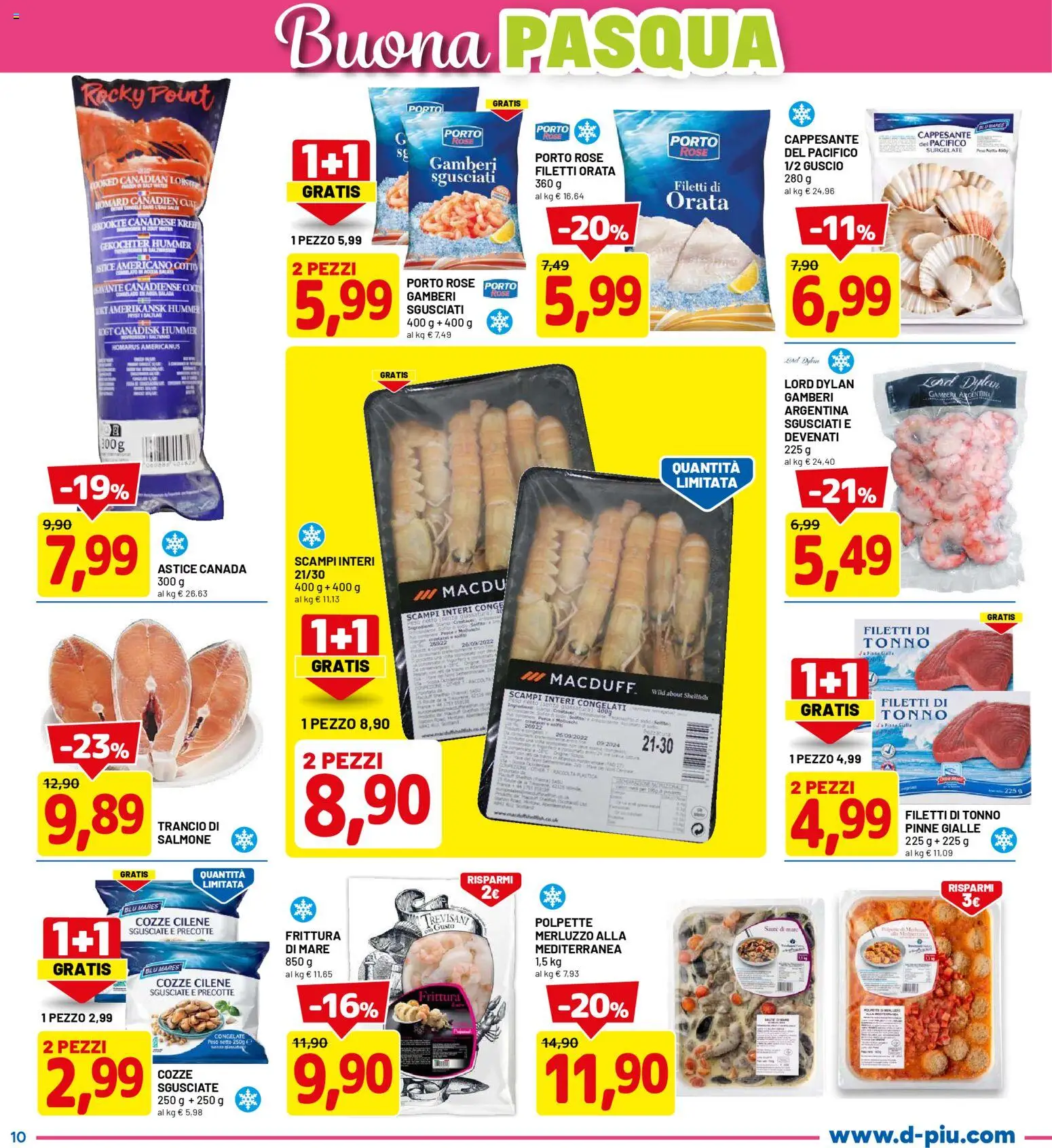 Volantino D Più del 26.03.2026 | Pagina: 10 | Prodotti: Cozze, Orata, Pinne, Astice