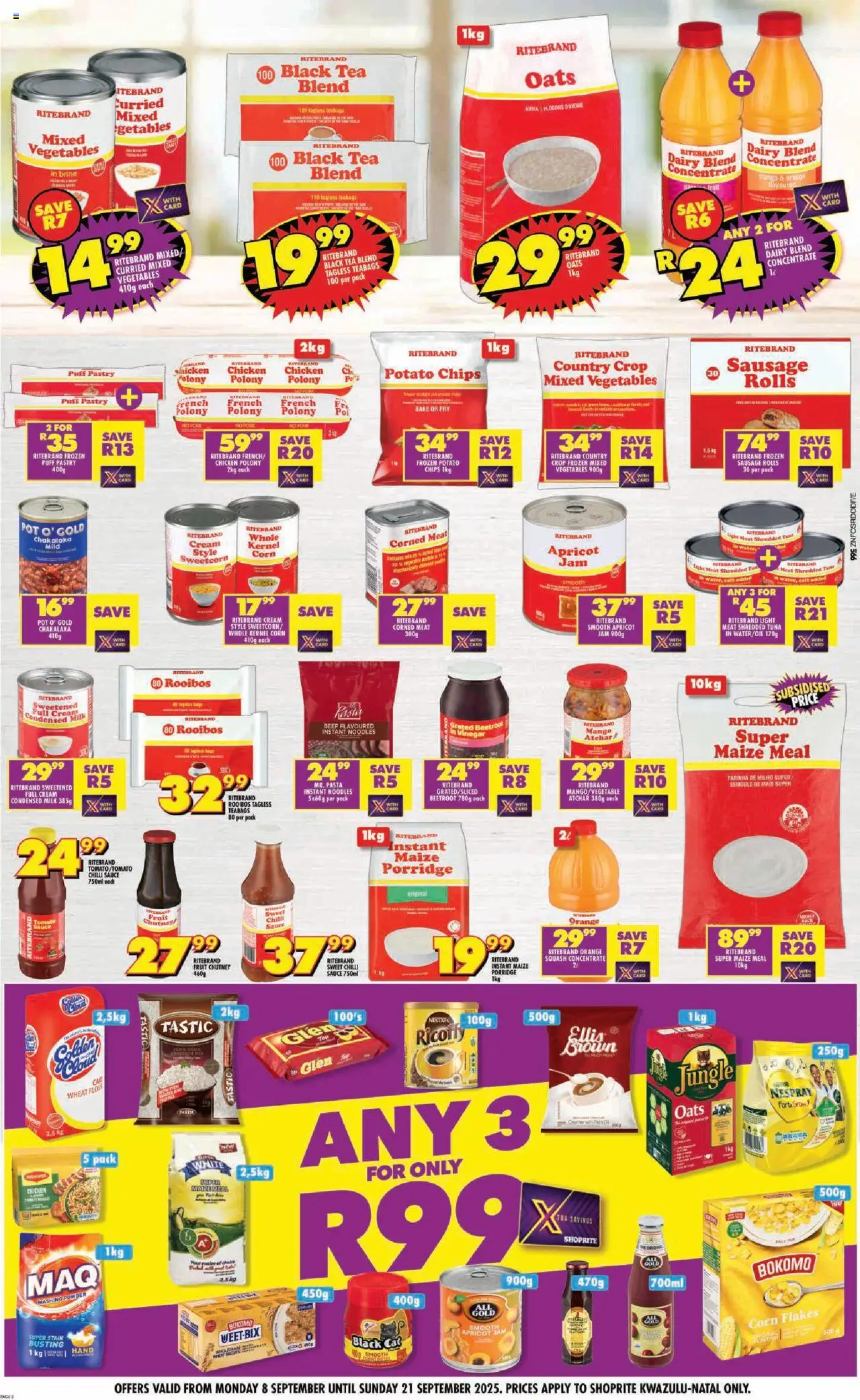 New Shoprite catalogue – valid from 08.09.2025 | Page: 2 | Products: Jam, Polony, Noodles, Mango