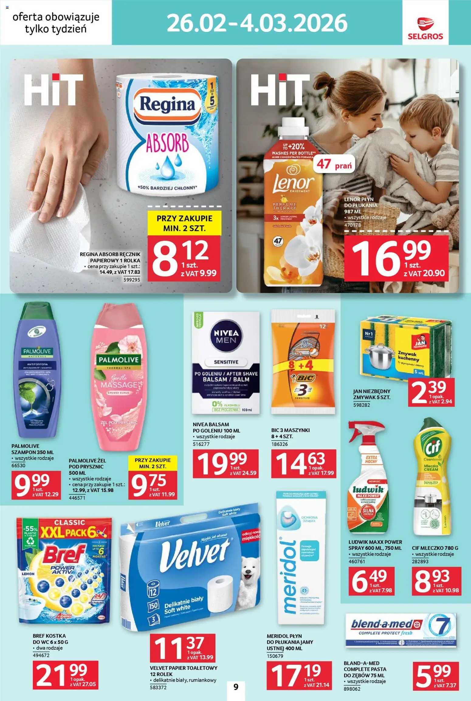 Selgros cash&carry Gazetka - Jeszcze więcej super promocji od 26.02.2026 | Strona: 9 | Produkty: Papier toaletowy, Prysznic, Szampon, Ręcznik papierowy