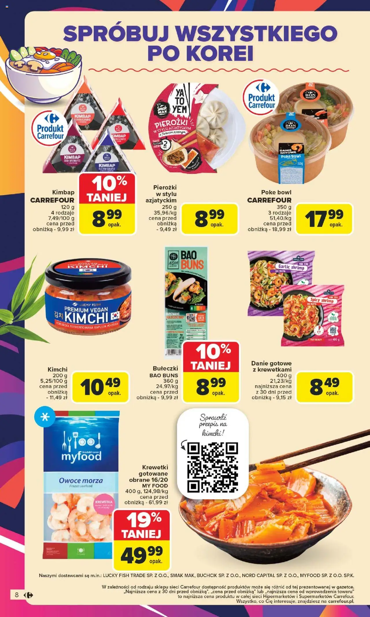 Carrefour Gazetka - Kuchnia koreańska od 18.08.2025 | Strona: 8 | Produkty: Krewetki, Krewetki gotowane, Sushi, Owoce
