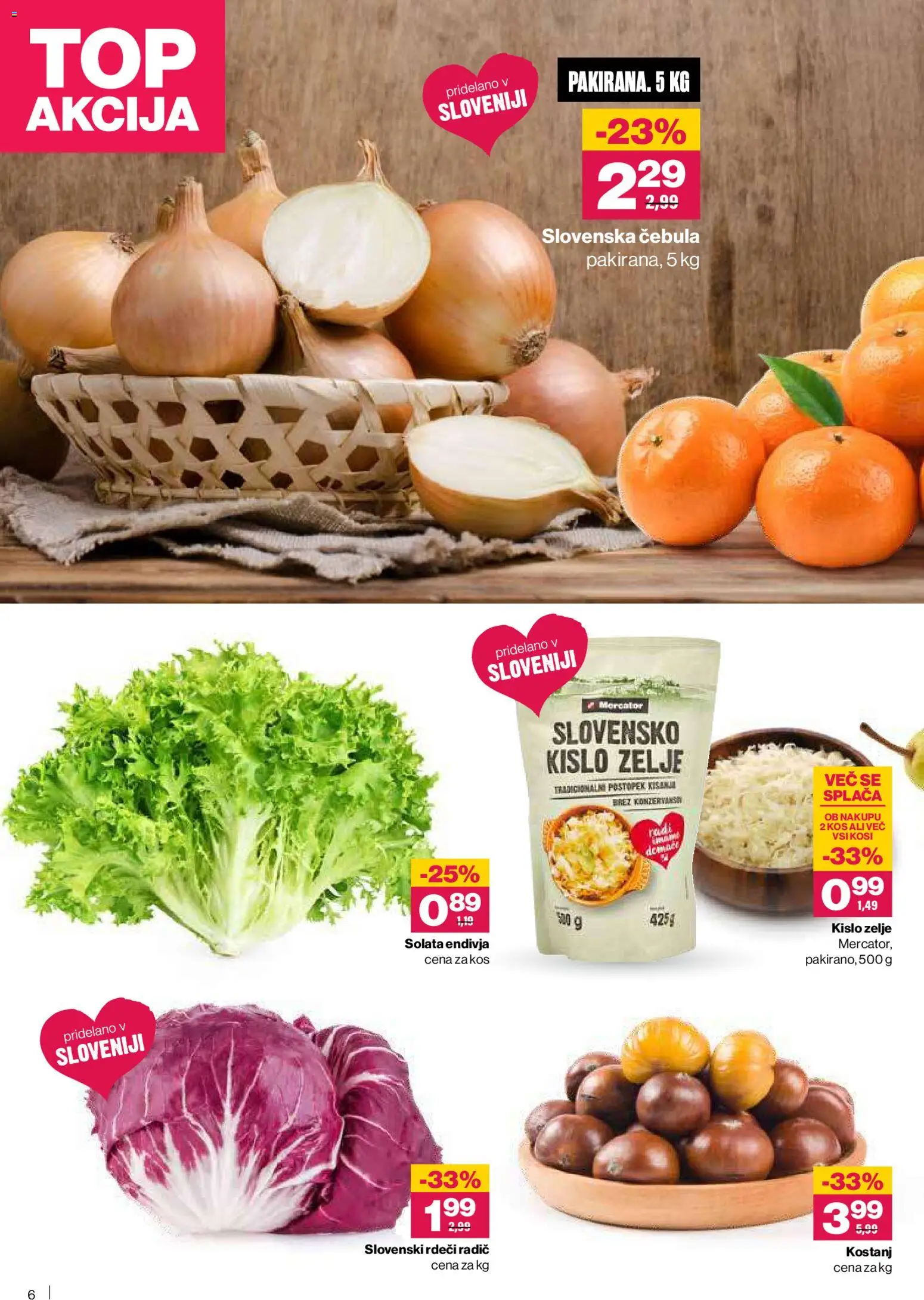 Novi Mercator katalog ponudbe – veljaven od 23.10.2025 | Stran: 6 | Izdelki: Kos, Solata, Cebula, Zelje