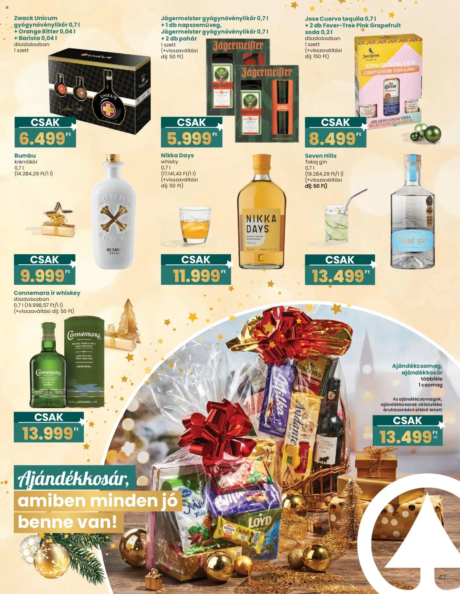 Interspar akciós ujság - amely érvényes a következő dátumtól: 20.12.2025 | Oldal: 47 | Termékek: Krémlikőr, Irish whiskey, Tequila, Whisky