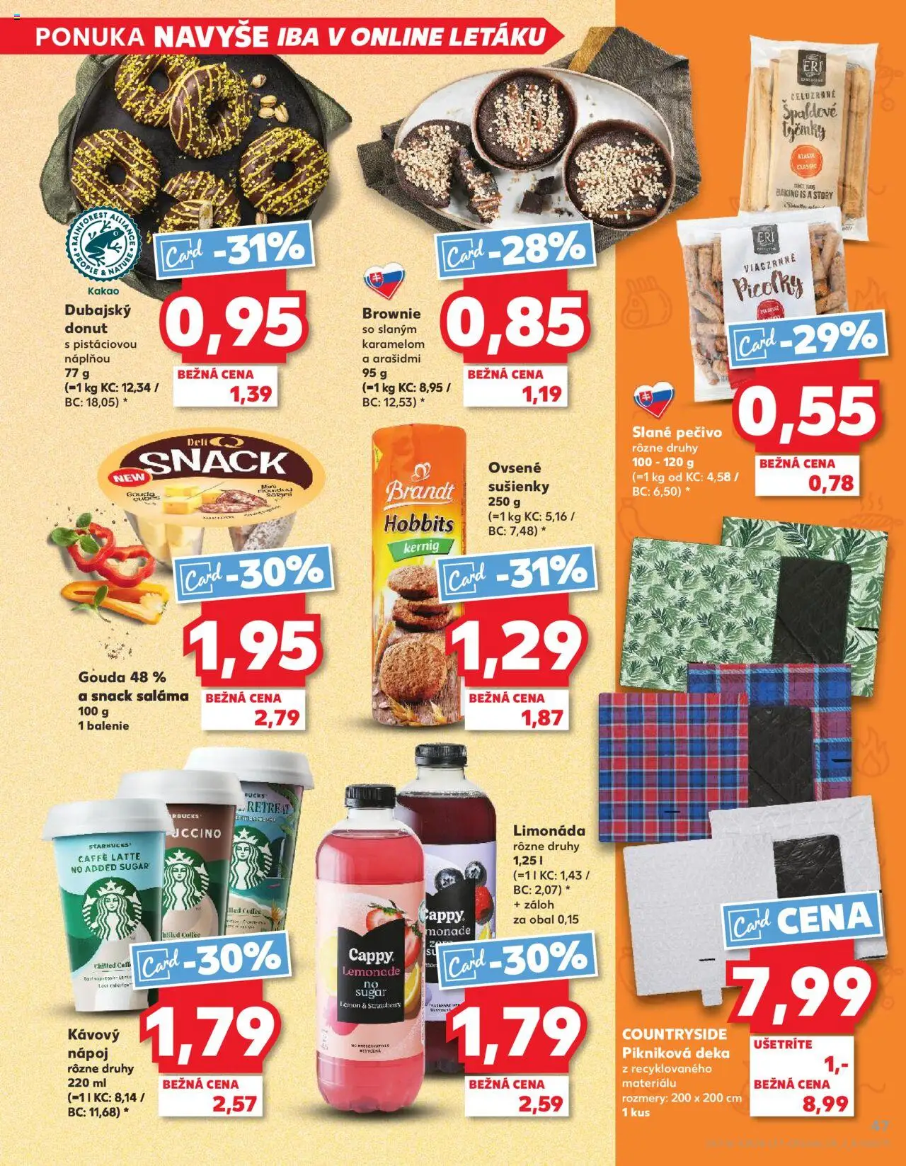 Nové Kaufland akcie – leták je platný od 12.06.2025 | Strana: 47 | Produkty: Saláma, Donut, Gouda, Kakao