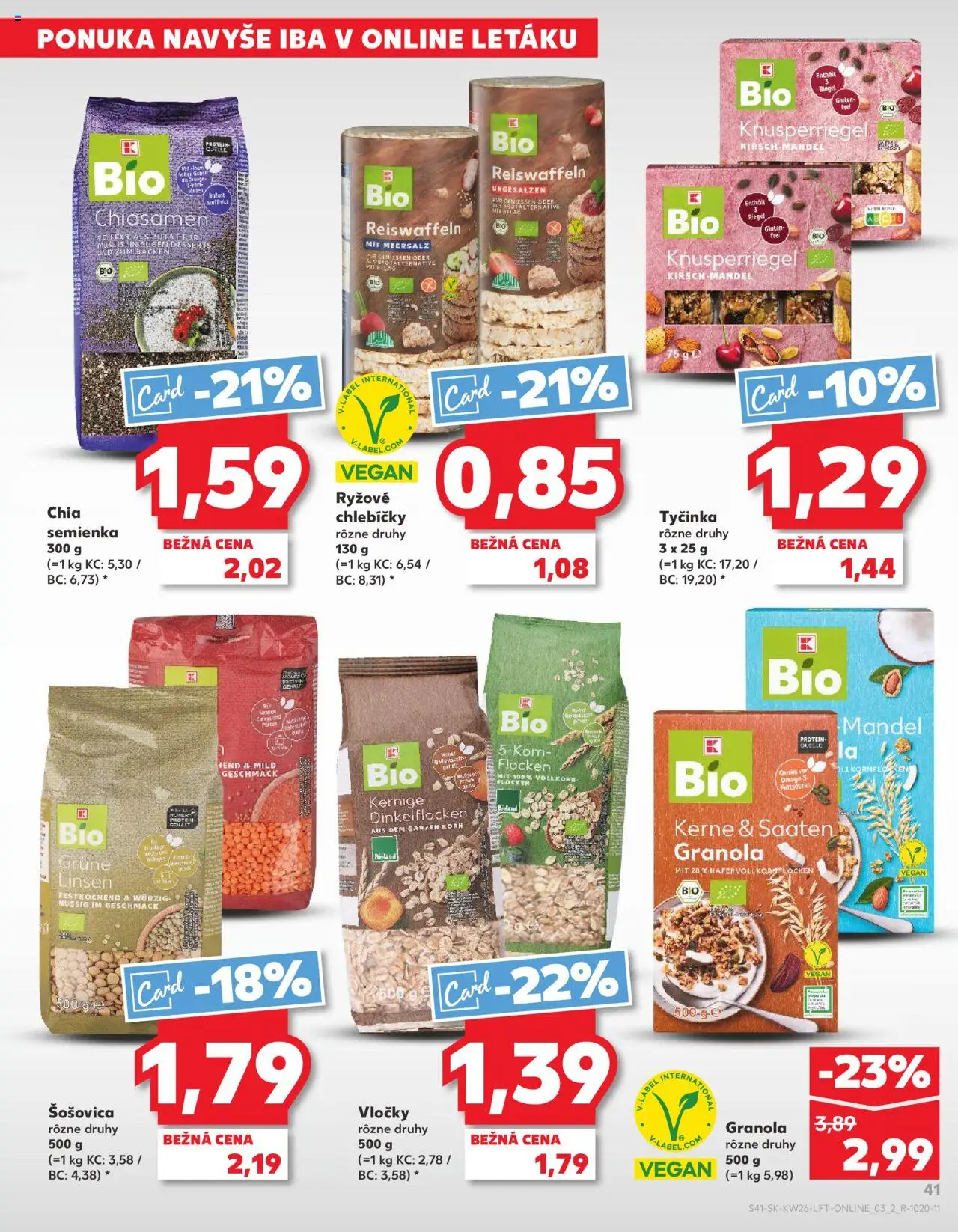 Nové Kaufland akcie – leták je platný od 26.06.2025 | Strana: 41 | Produkty: Protein, Šošovica, Vločky