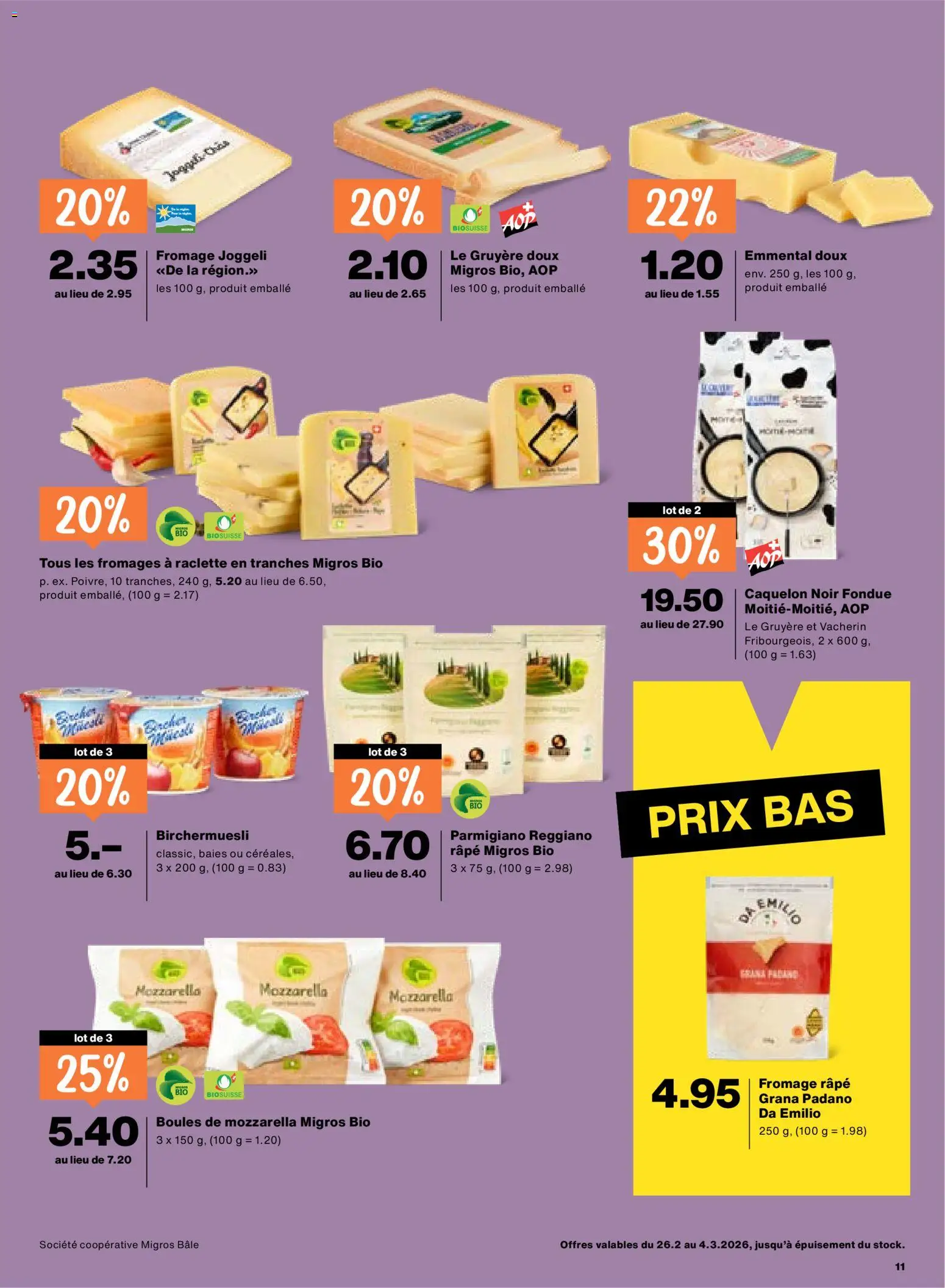 Migros Aktionen FR – gültig ab 26.02.2026 | Seite: 11 | Produkte: Raclette, Fondue