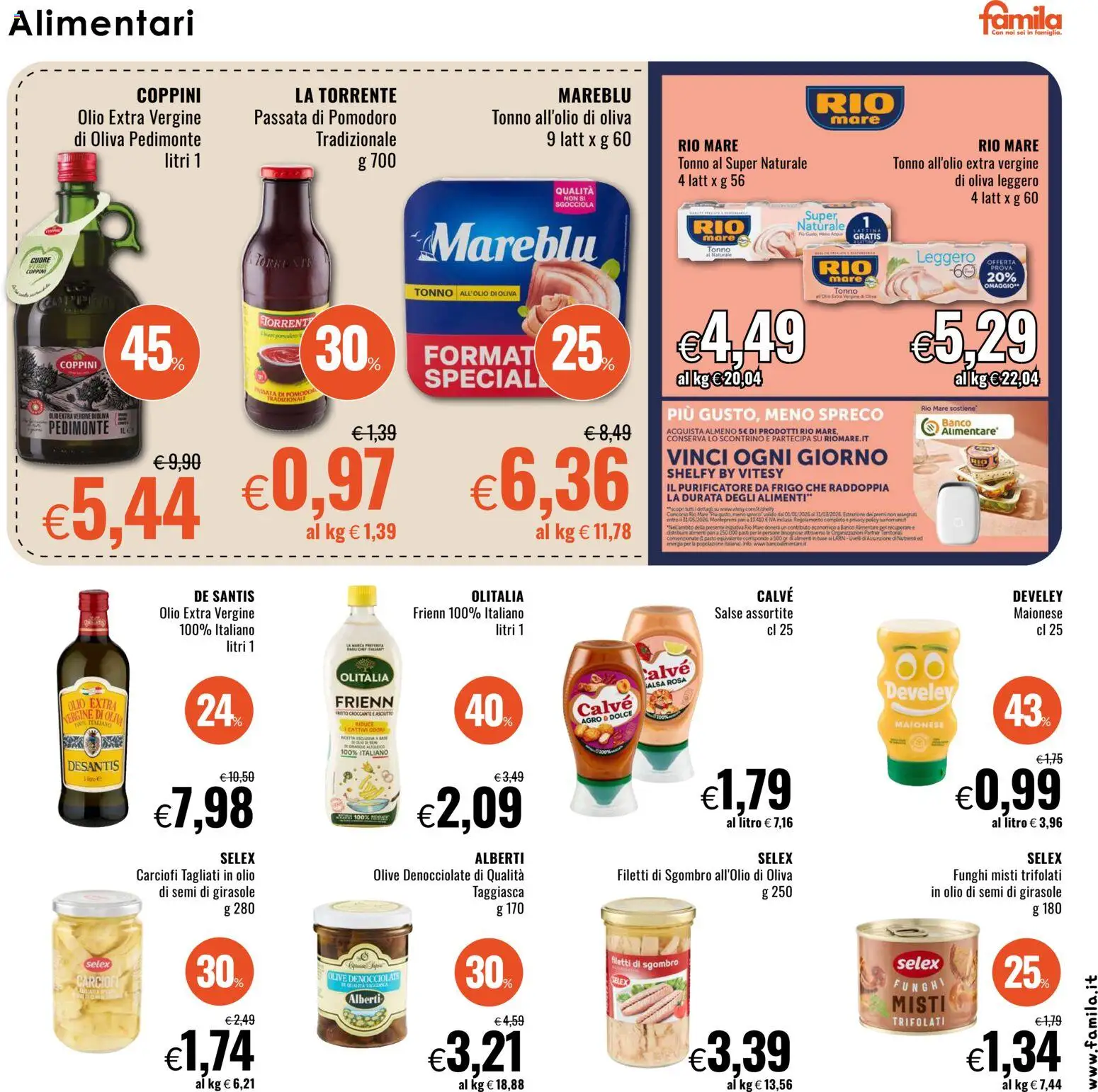 Volantino Famila del 16.03.2026 | Pagina: 15 | Prodotti: Maionese, Olive, Carciofi, Passata di pomodoro