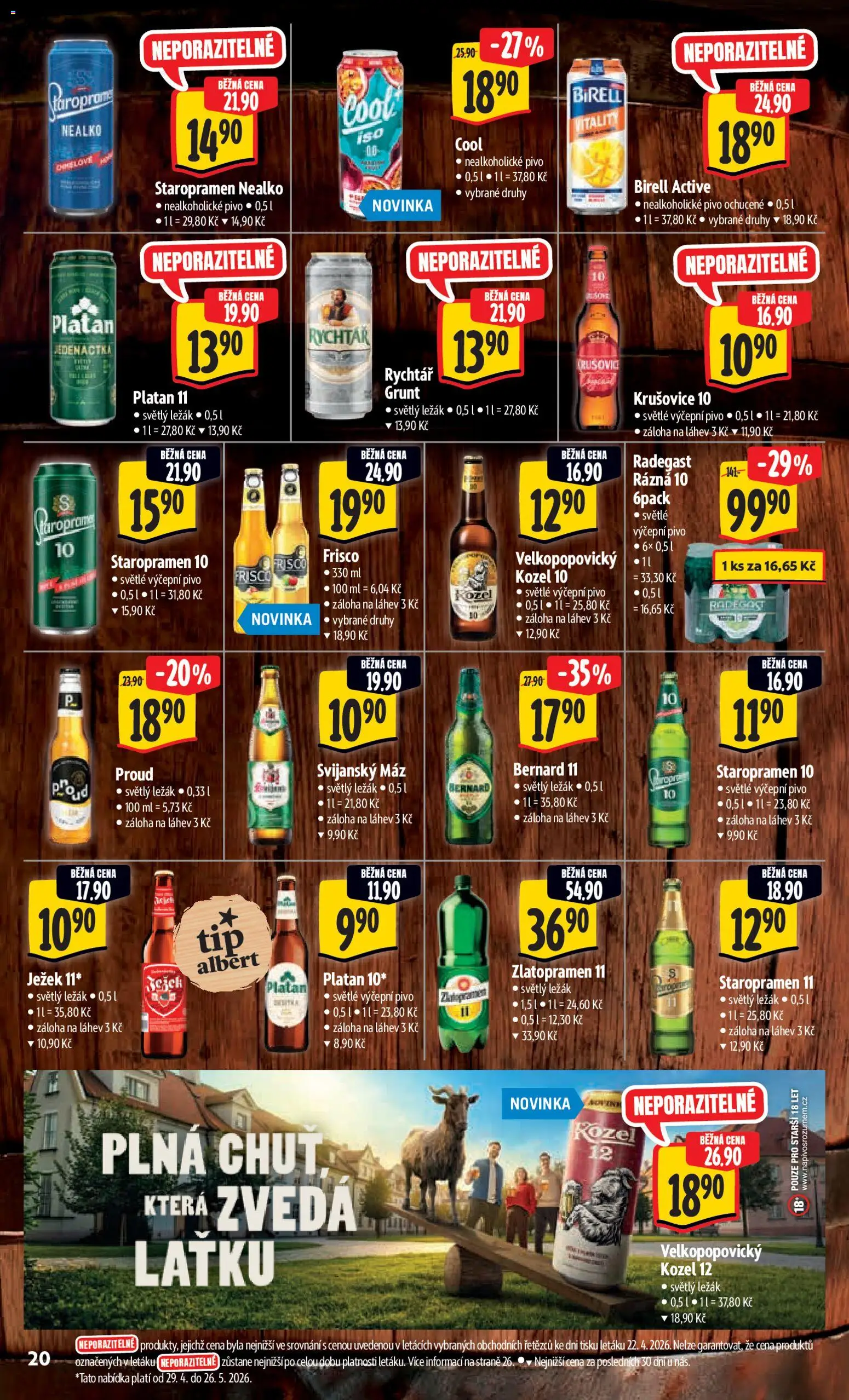 Albert leták - Hypermarket od 29.04.2026 | Strana: 28 | Produkty: Zlatopramen, Staropramen, Kozel, Zlatopramen 11