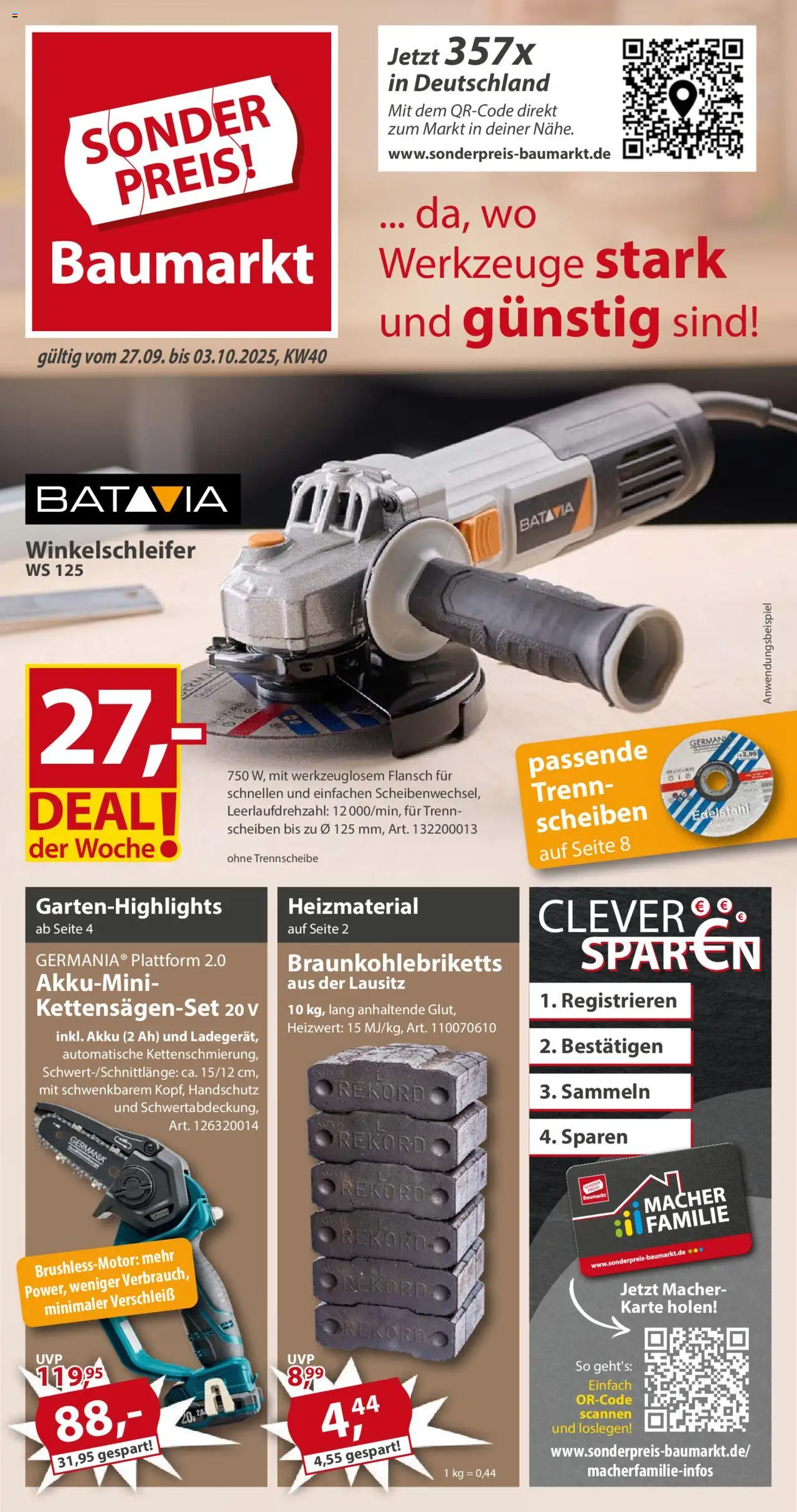 Sonderpreis Baumarkt Prospekt 	 – gültig ab 27.09.2025 | Seite: 1