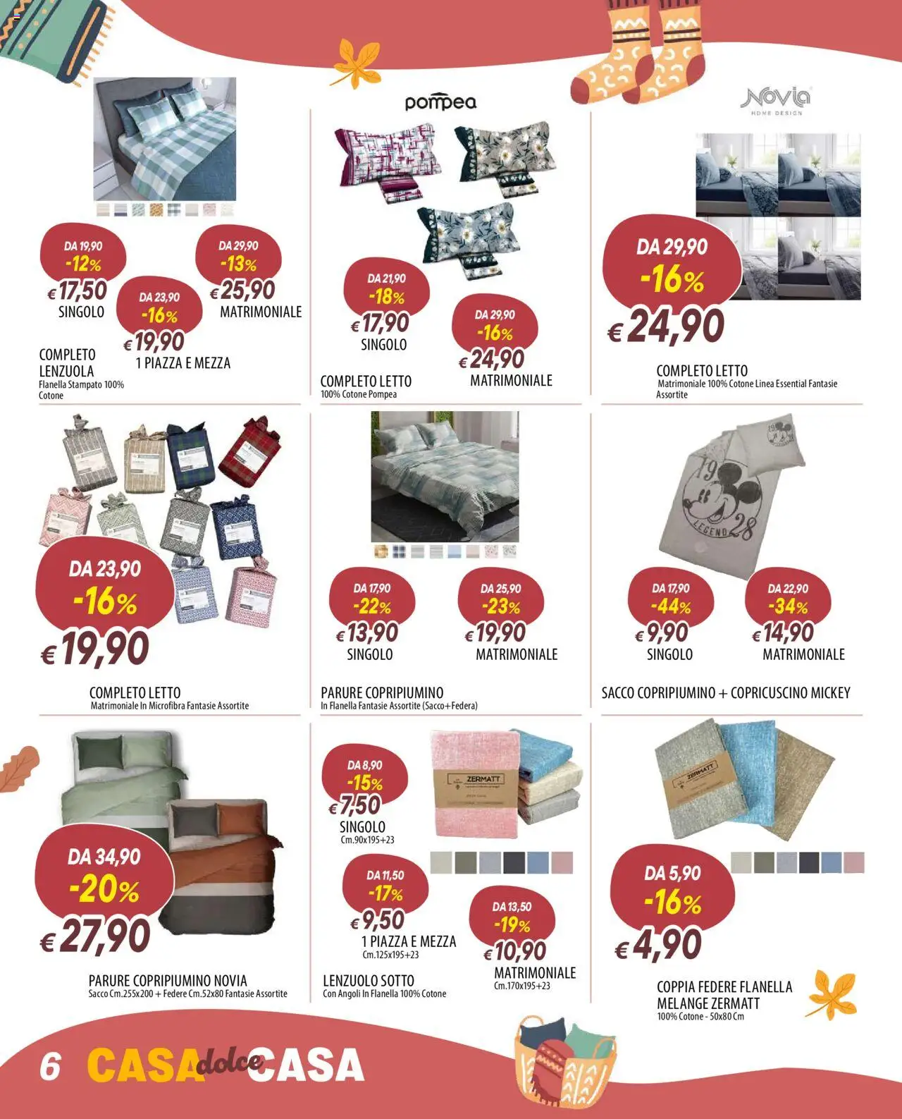 Volantino Famila del 13.10.2025 | Pagina: 6 | Prodotti: Letto matrimoniale, Letto, Copricuscino, Lenzuola